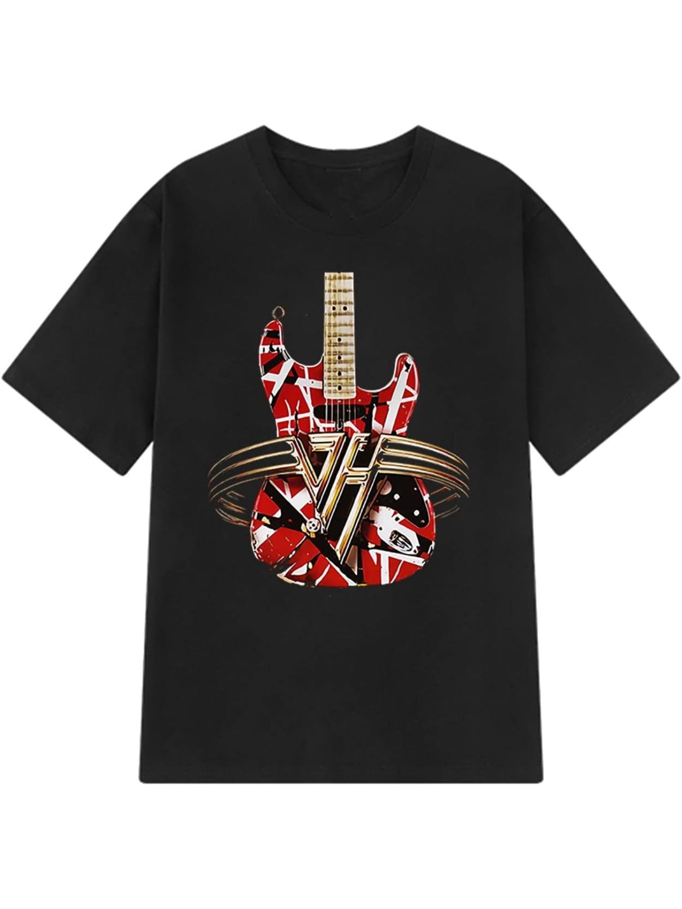 Men's Black Cotton T-Shirt - Vintage Classic Guitar 1970s Graphic Tee, Ideal for Music Lovers and Retro Style - Premium  from Lizard Vigilante - Just $20.99! Shop now at Lizard Vigilante