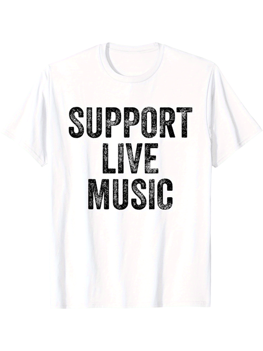 Support Live Music Loose-Fit 100% Cotton T-Shirt for Adults – Casual Concert & Band Graphic Tee, All-Season - Premium T-Shirt from Lizard Vigilante - Just $22.99! Shop now at Lizard Vigilante