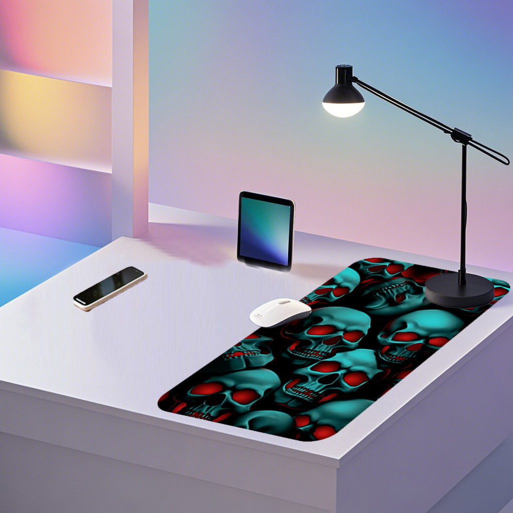 Large Extended Gaming Mouse Pad with Skull Design, Non-Slip Rubber Base, Stitched Edges, Waterproof, Thick Oversized Desk Mat for Esports, Study, Office - Washable Material, Durable 1PC