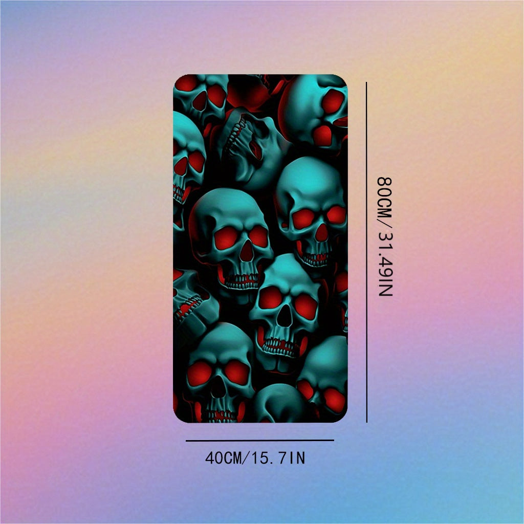 Large Extended Gaming Mouse Pad with Skull Design, Non-Slip Rubber Base, Stitched Edges, Waterproof, Thick Oversized Desk Mat for Esports, Study, Office - Washable Material, Durable 1PC