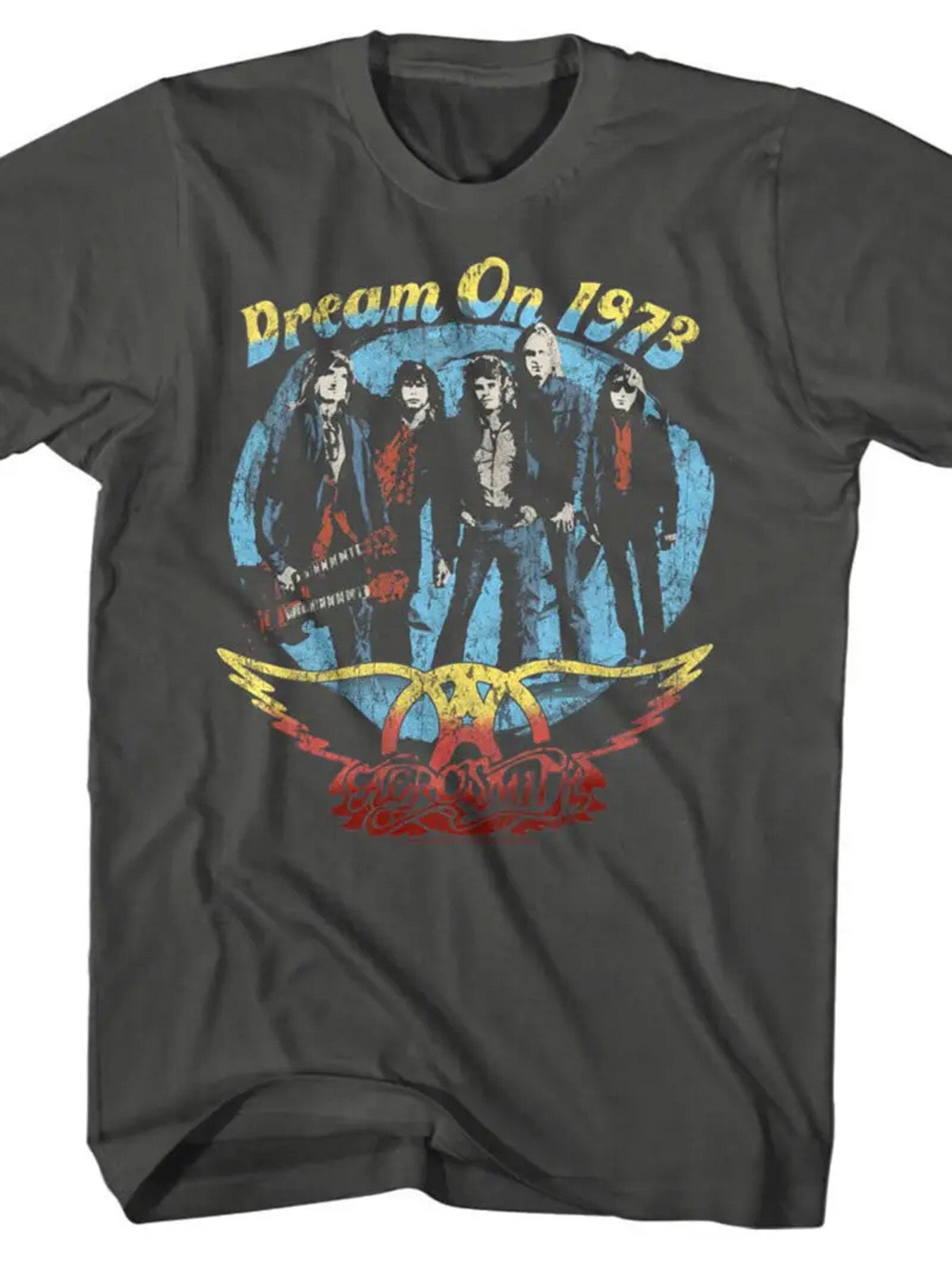 An Aerosmith Sleepwalking Journey 1973 Men's T-shirt Retro Photo Rock Band Album Periphery - Casual Style, Suitable for All Seasons, Knitted Fabric, New Exquisite Pattern Printed Round Neck High Street Pure Cotton Short Sleev - Premium  from Lizard Vigilante - Just $19.99! Shop now at Lizard Vigilante