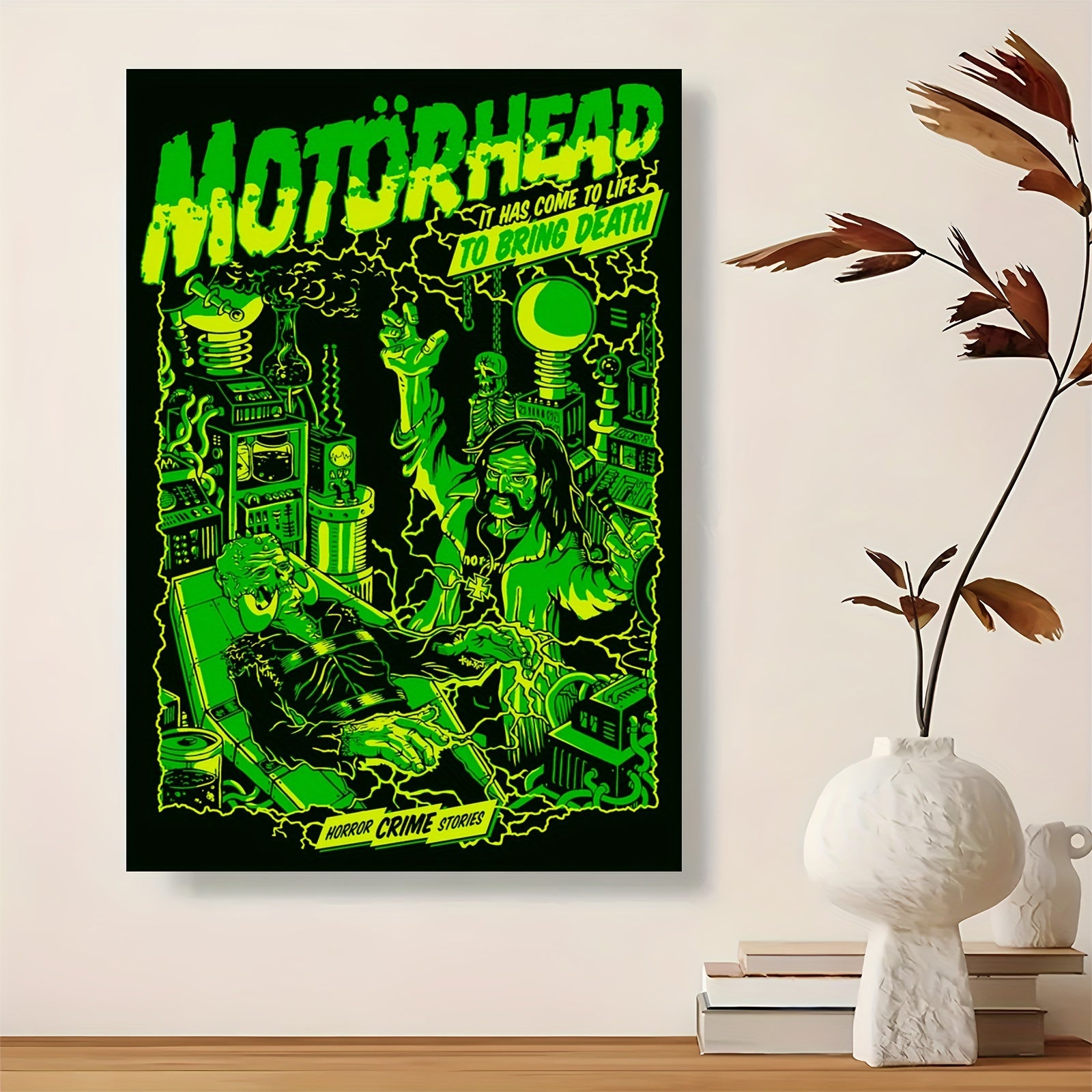 Motorhead 12x18" Canvas Art Print – Frameless Wall Decor for Music Lovers, Halloween Vibes & Unique Gift Idea - Premium canvas print from Lizard Vigilante - Just $19.99! Shop now at Lizard Vigilante