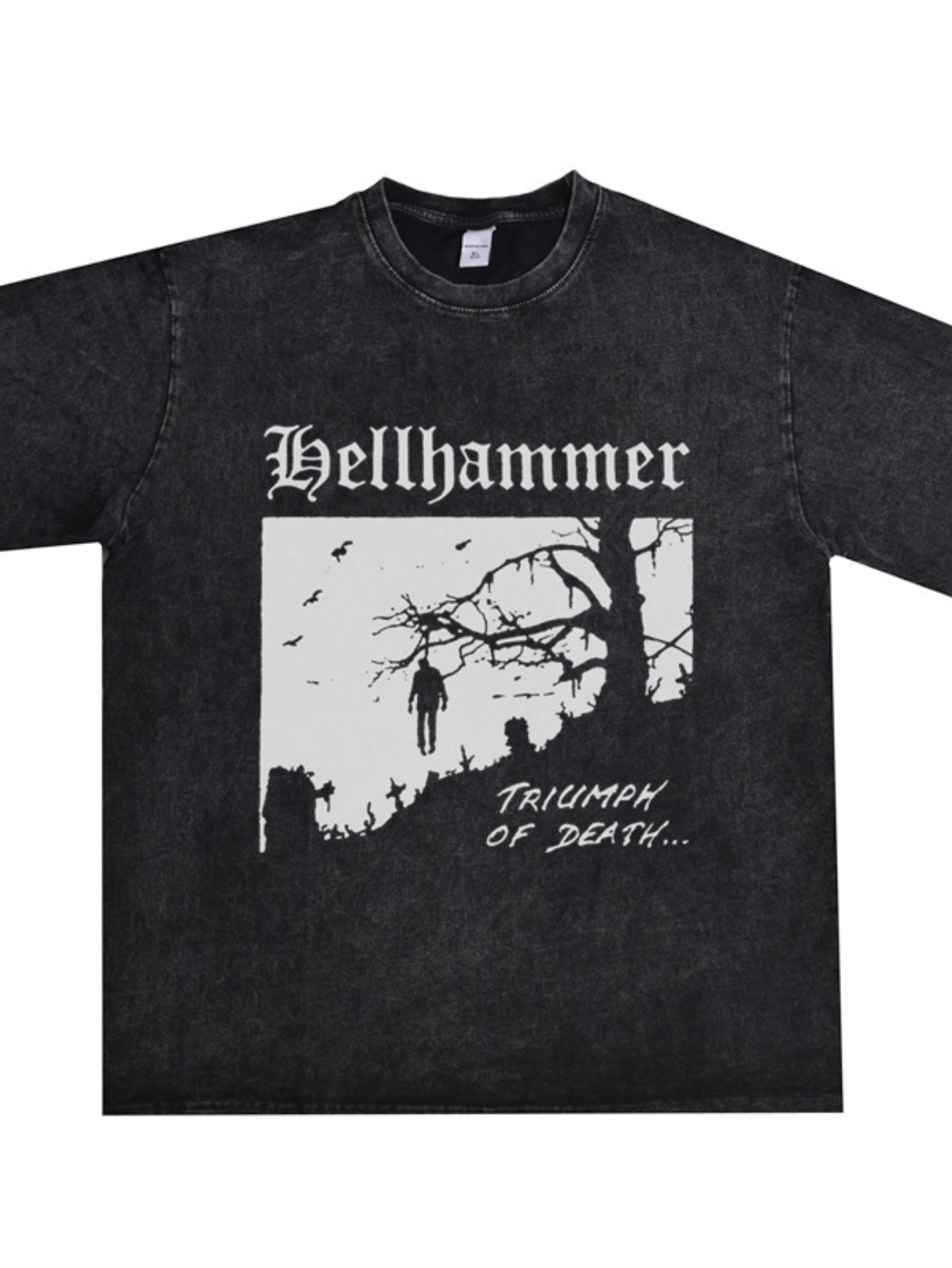 EWHTorrent Speed Metal Rock HELLHAMMER Hellhammer Band Washed Old T-Shirt Short Sleeve LooseDG004 - Premium  from Lizard Vigilante - Just $30.99! Shop now at Lizard Vigilante