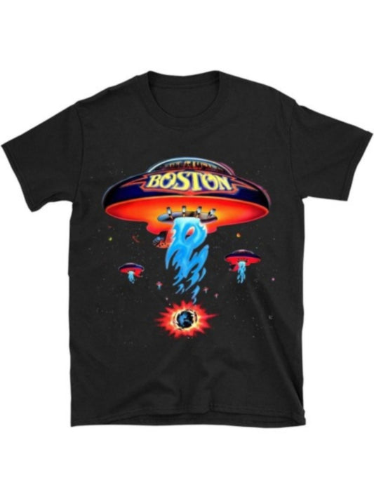 Boston Spaceship Vibes Graphic Tee – Retro Rock Band Cotton T-Shirt for Men - Premium tee from Lizard Vigilante - Just $24.88! Shop now at Lizard Vigilante