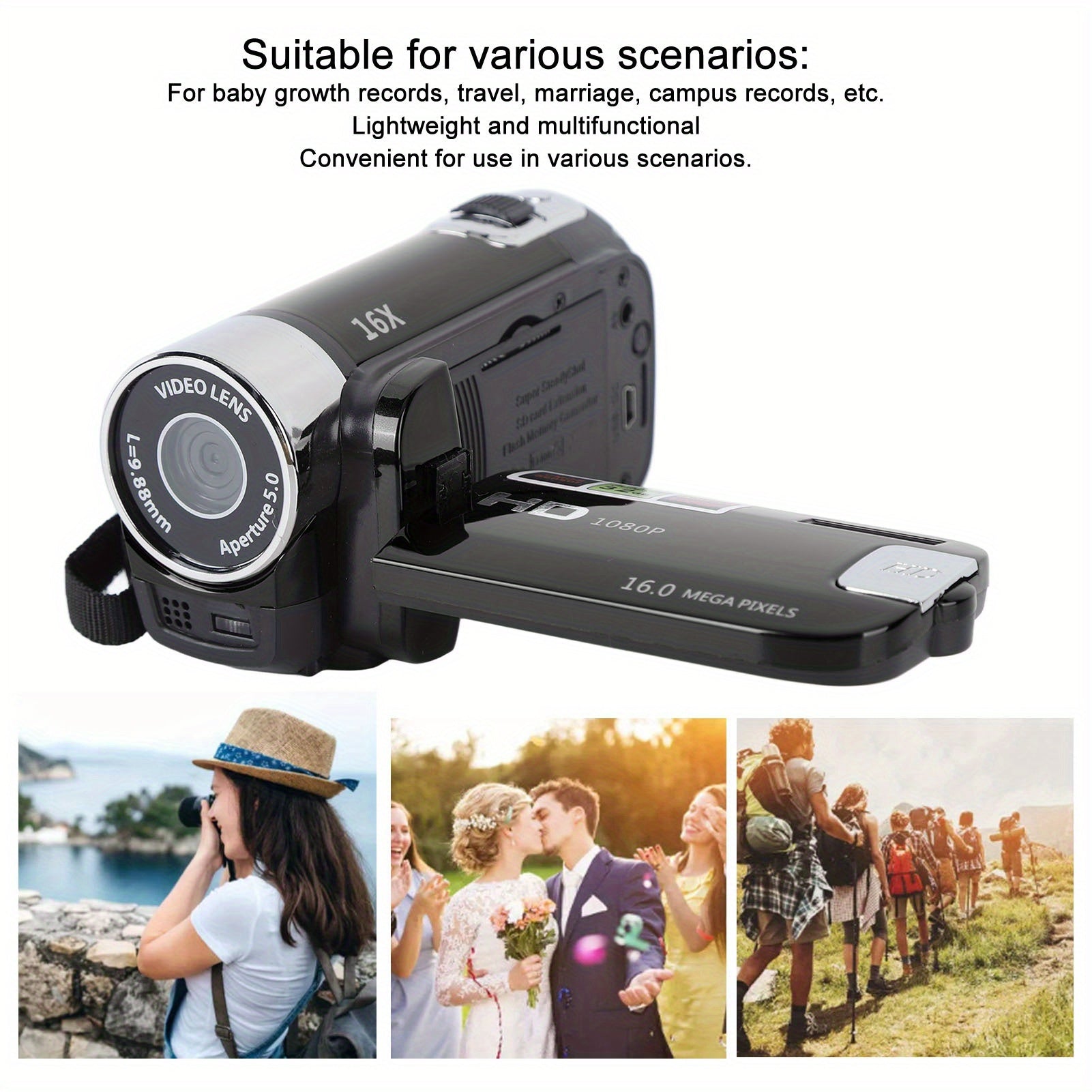 D90 4K Digital Camera with 16X Zoom & Swivel Screen – 2.7" HD Display, Built-In Battery Camcorder, Ideal for Photography & Video Recording - Premium video camera from Lizard Vigilante - Just $44.59! Shop now at Lizard Vigilante