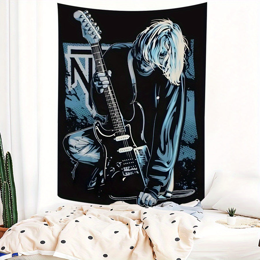 Rockstar Wall Tapestry – Bold Guitar Art Design, Premium Polyester Fabric, Versatile Decor for Music Lovers - Premium banner from Lizard Vigilante - Just $23.99! Shop now at Lizard Vigilante