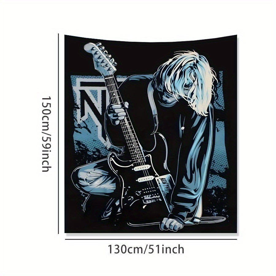 Rockstar Wall Tapestry – Bold Guitar Art Design, Premium Polyester Fabric, Versatile Decor for Music Lovers - Premium banner from Lizard Vigilante - Just $23.99! Shop now at Lizard Vigilante