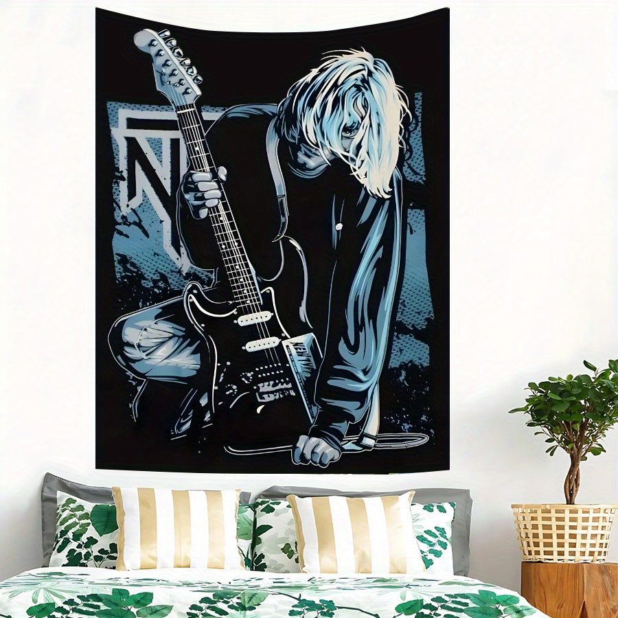 Rockstar Wall Tapestry – Bold Guitar Art Design, Premium Polyester Fabric, Versatile Decor for Music Lovers - Premium banner from Lizard Vigilante - Just $23.99! Shop now at Lizard Vigilante