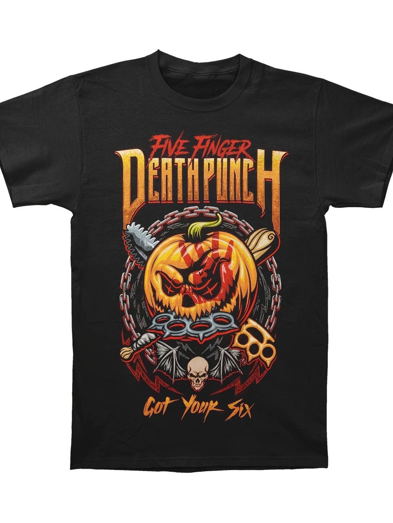 Five Finger Death Punch Halloween T-Shirt – Men’s Black Rock Band Graphic Tee for Year-Round Style - Premium T-Shirt from dsers - Just $24.88! Shop now at Lizard Vigilante