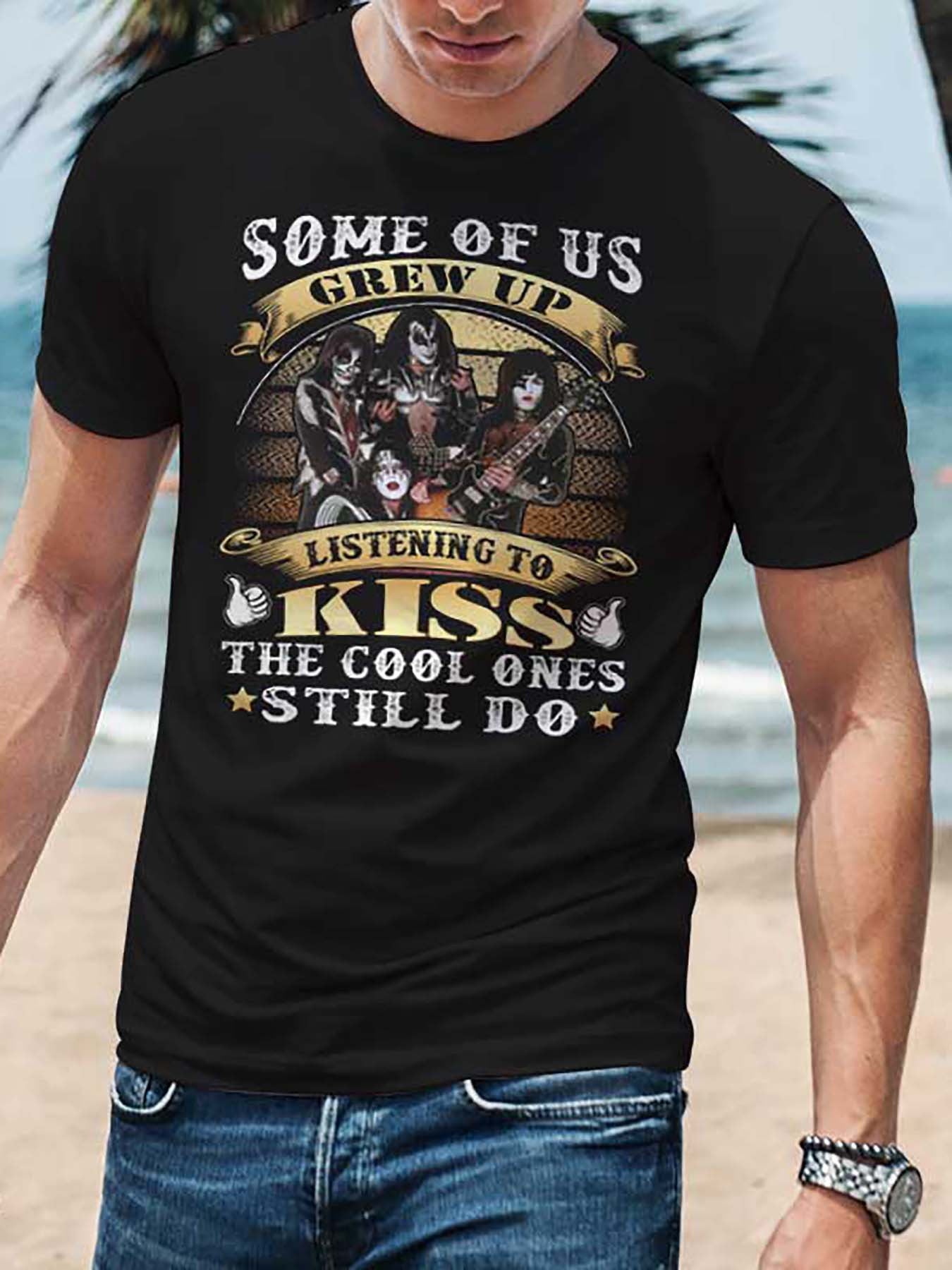 Some of us grew up listening to KISS, and the cool ones are still listening to 26789 Funny Men's Short Sleeve Printed T-Shirt Collection, Black - Premium  from Lizard Vigilante - Just $24.99! Shop now at Lizard Vigilante