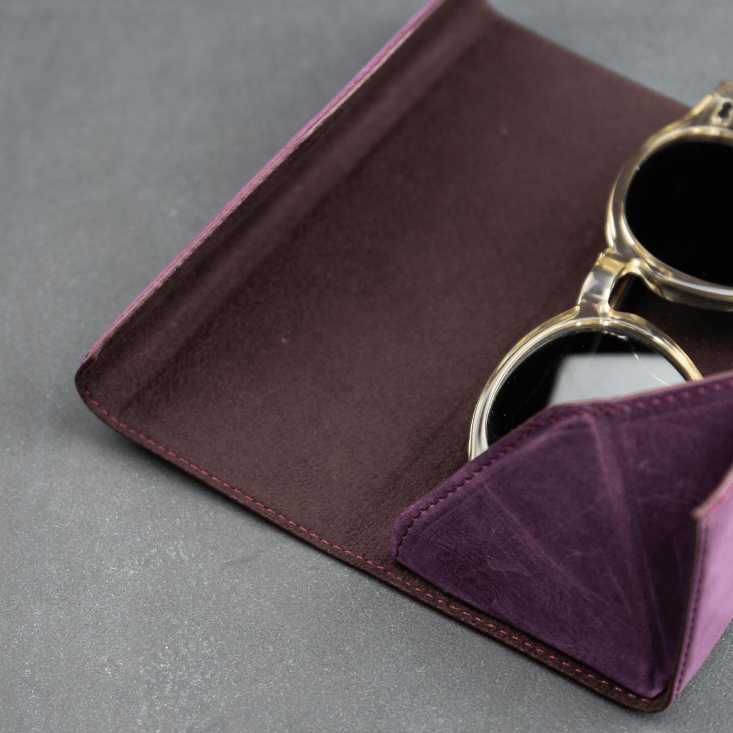 Luxury Leather Sunglasses Case - Purple - Louisville