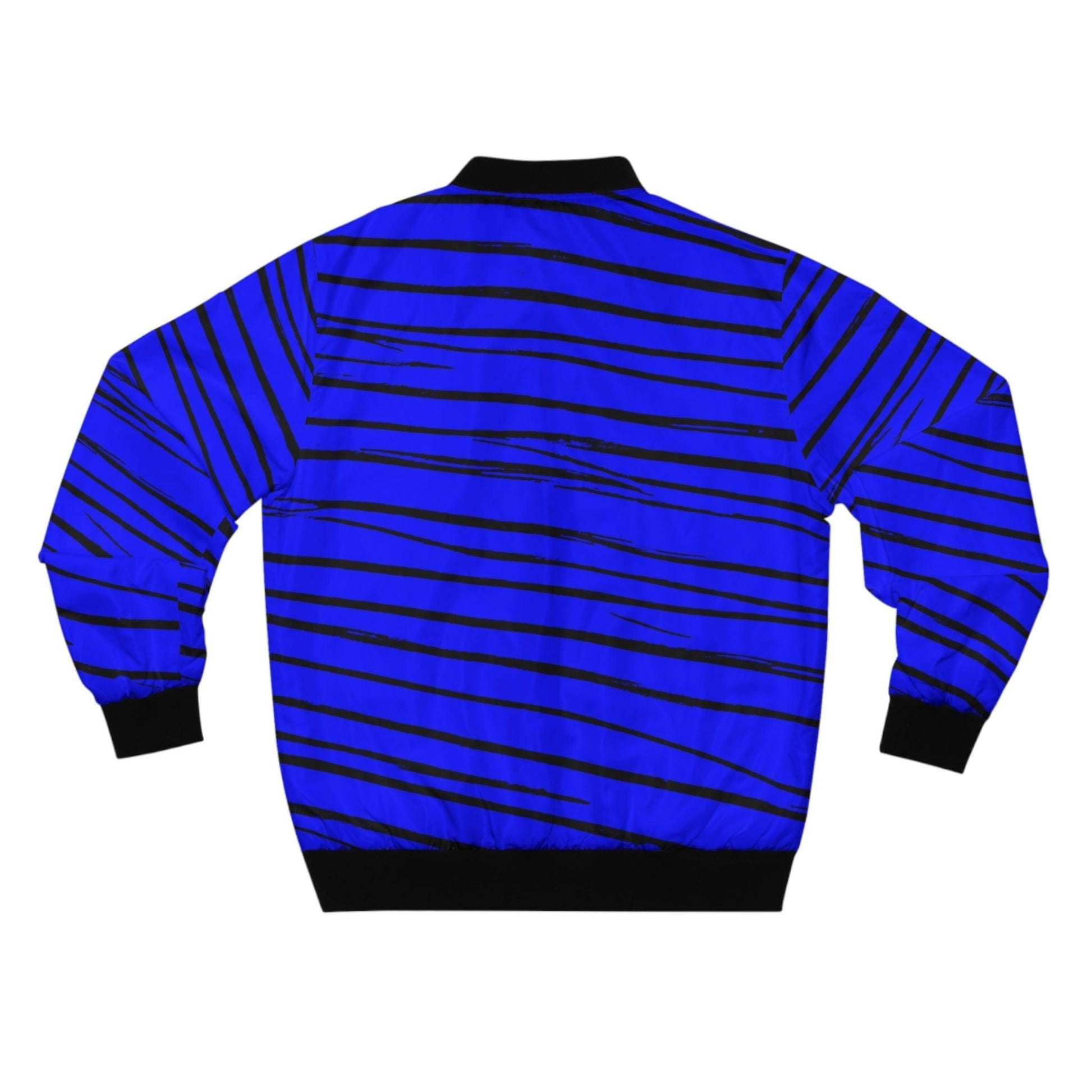 Black & Blue Strips Men's Bomber Jacket - Lizard Vigilante