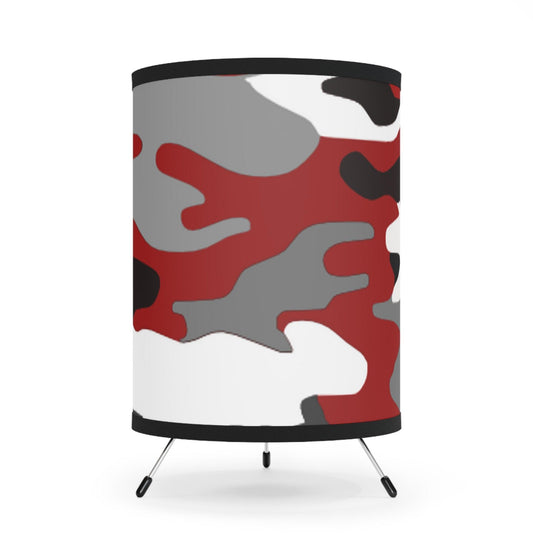 Red White Black Camo Tripod Lamp with High-Res Printed Shade, US\CA plug - Lizard Vigilante