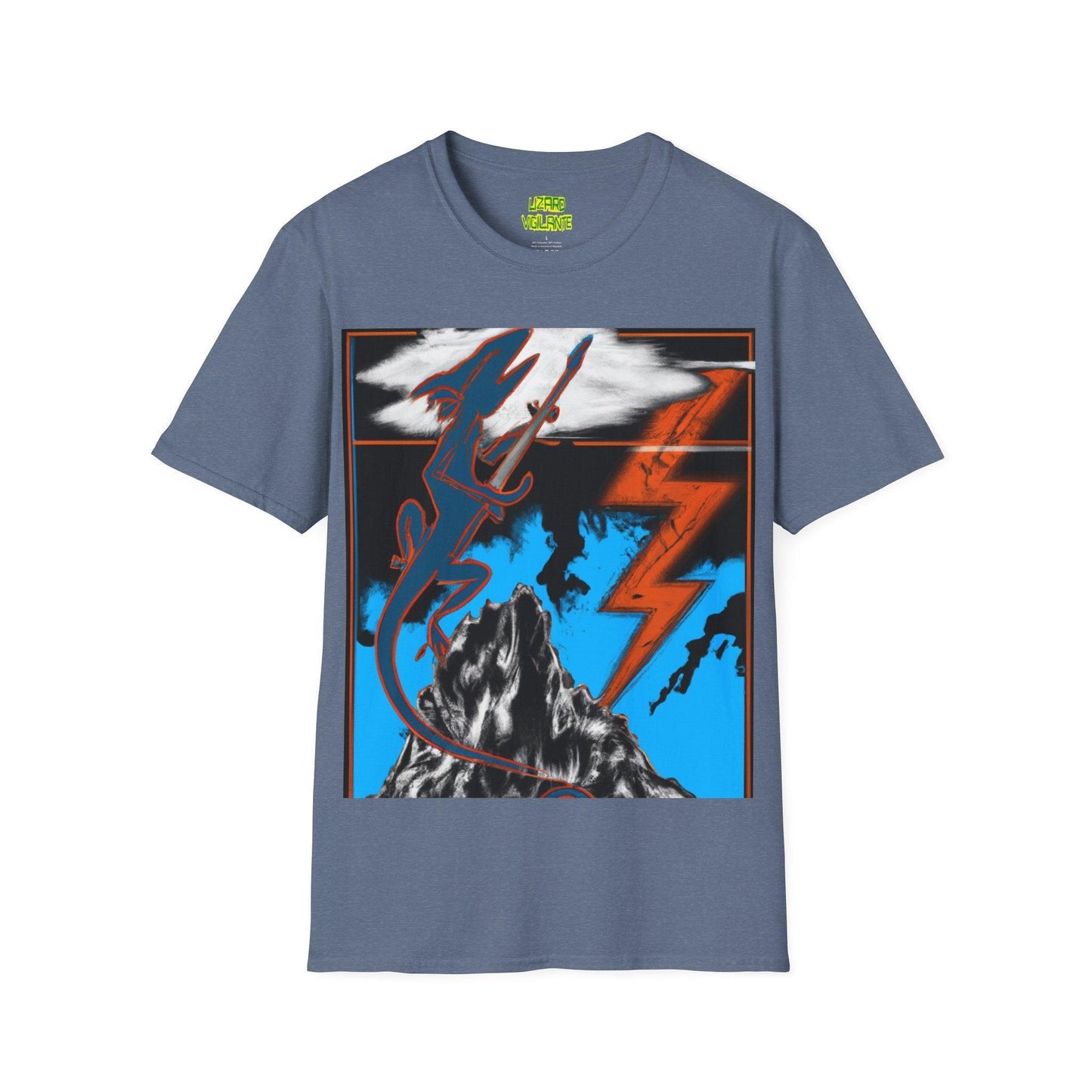 Lizard Vigilante on the Mountain Unisex Softstyle T-Shirt - Lizard Vigilante