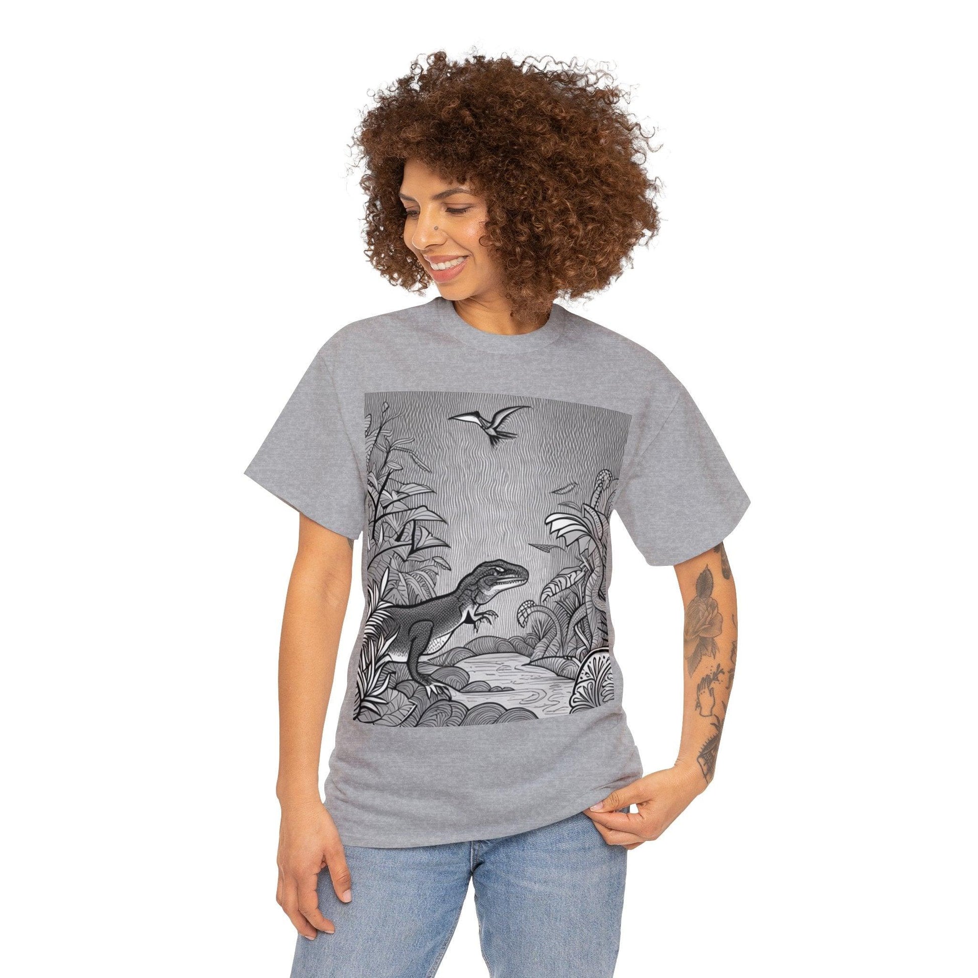 Prehistory Scene Unisex Heavy Cotton Tee - Lizard Vigilante