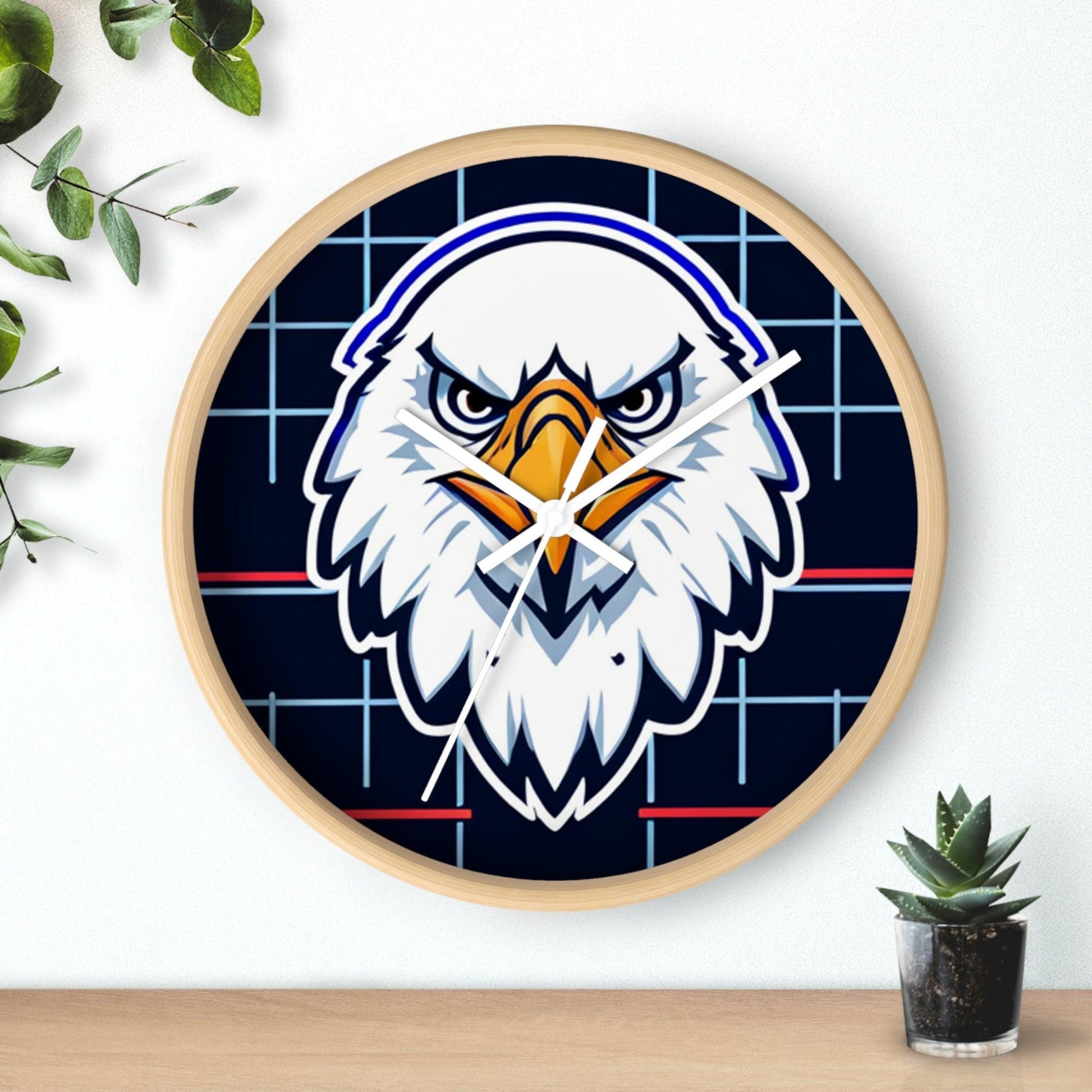 Bald Eagle Grid Wall Clock - Lizard Vigilante