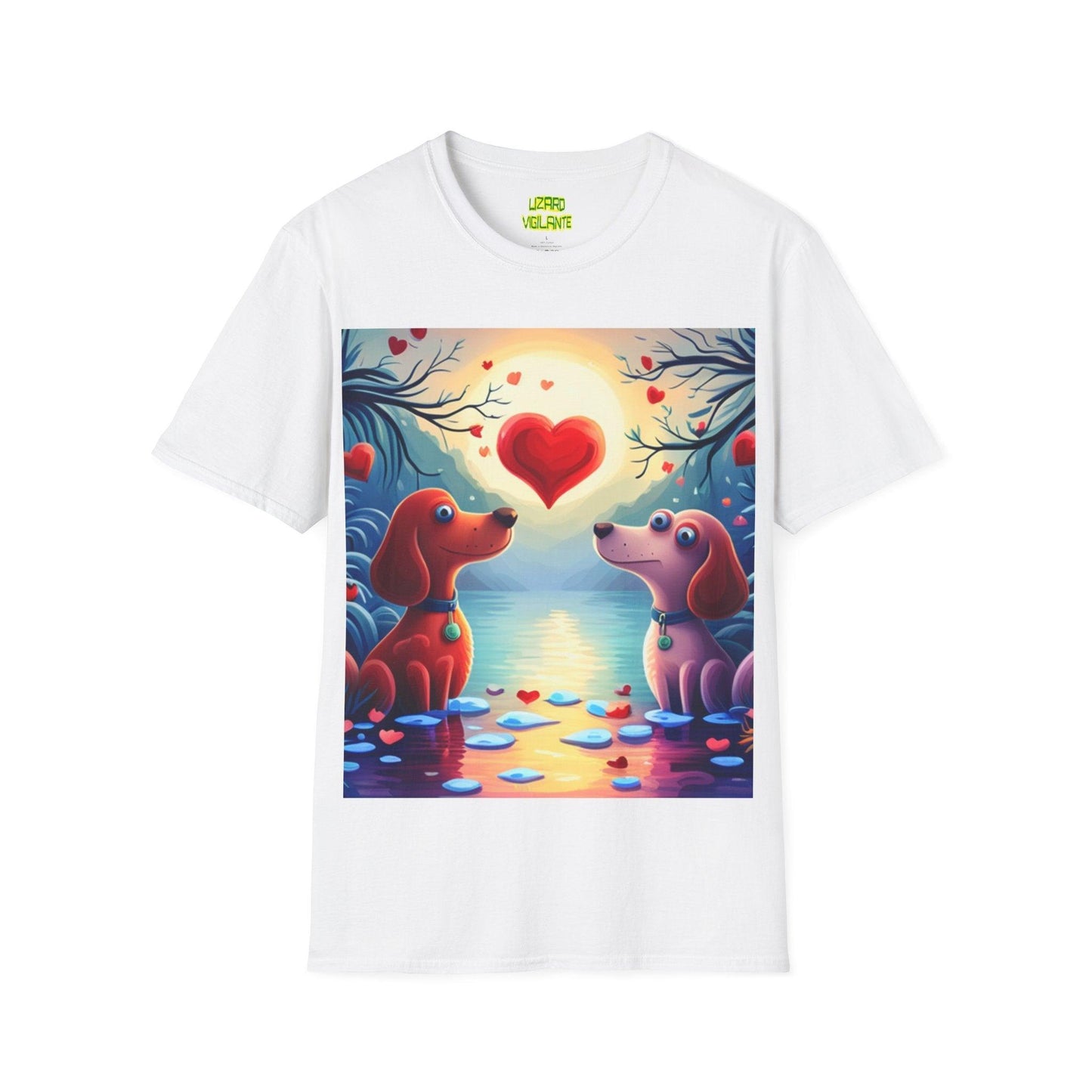 Valentine's Day Pup Hearts Unisex Softstyle Love T-Shirt - Lizard Vigilante