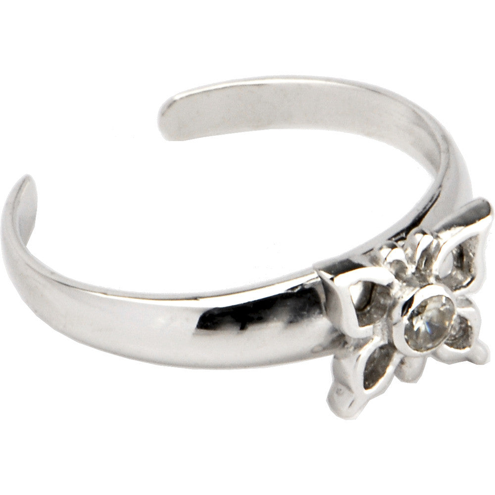 Sterling Silver 925 Cubic Zirconia Moving Butterfly Toe Ring