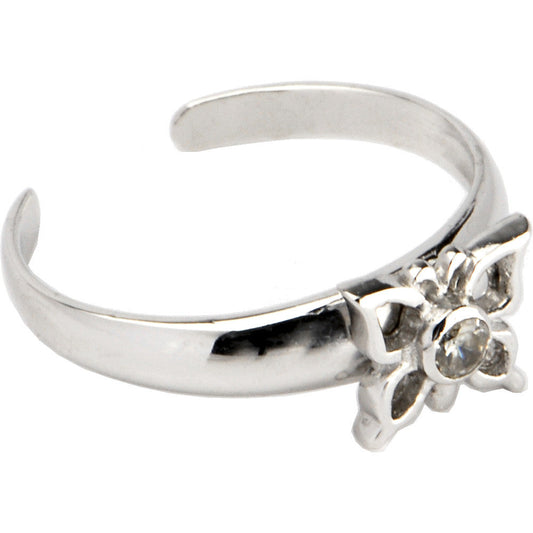 Sterling Silver 925 Cubic Zirconia Moving Butterfly Toe Ring
