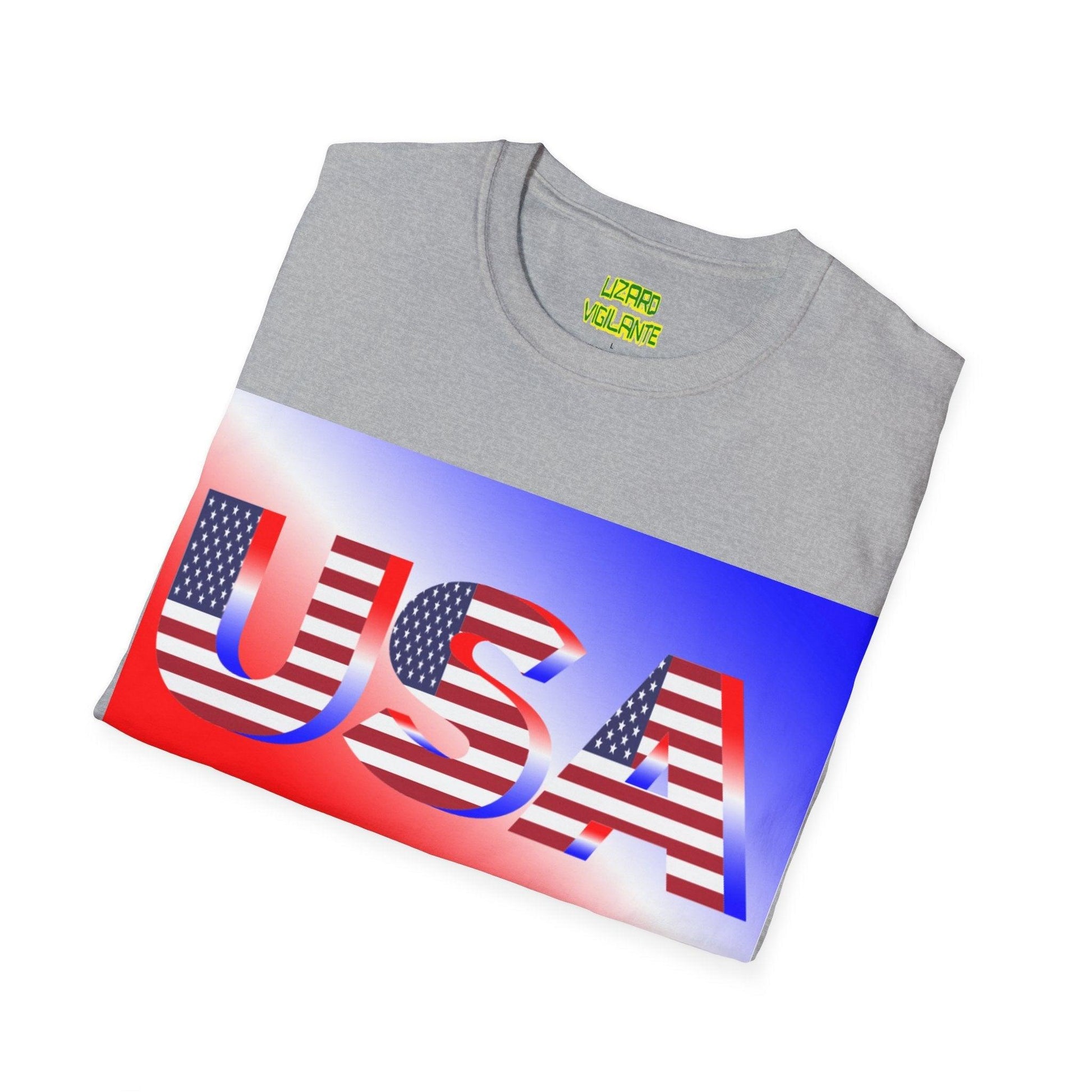 USA Red, White, and Blue Graphic Unisex Softstyle T-Shirt - Lizard Vigilante