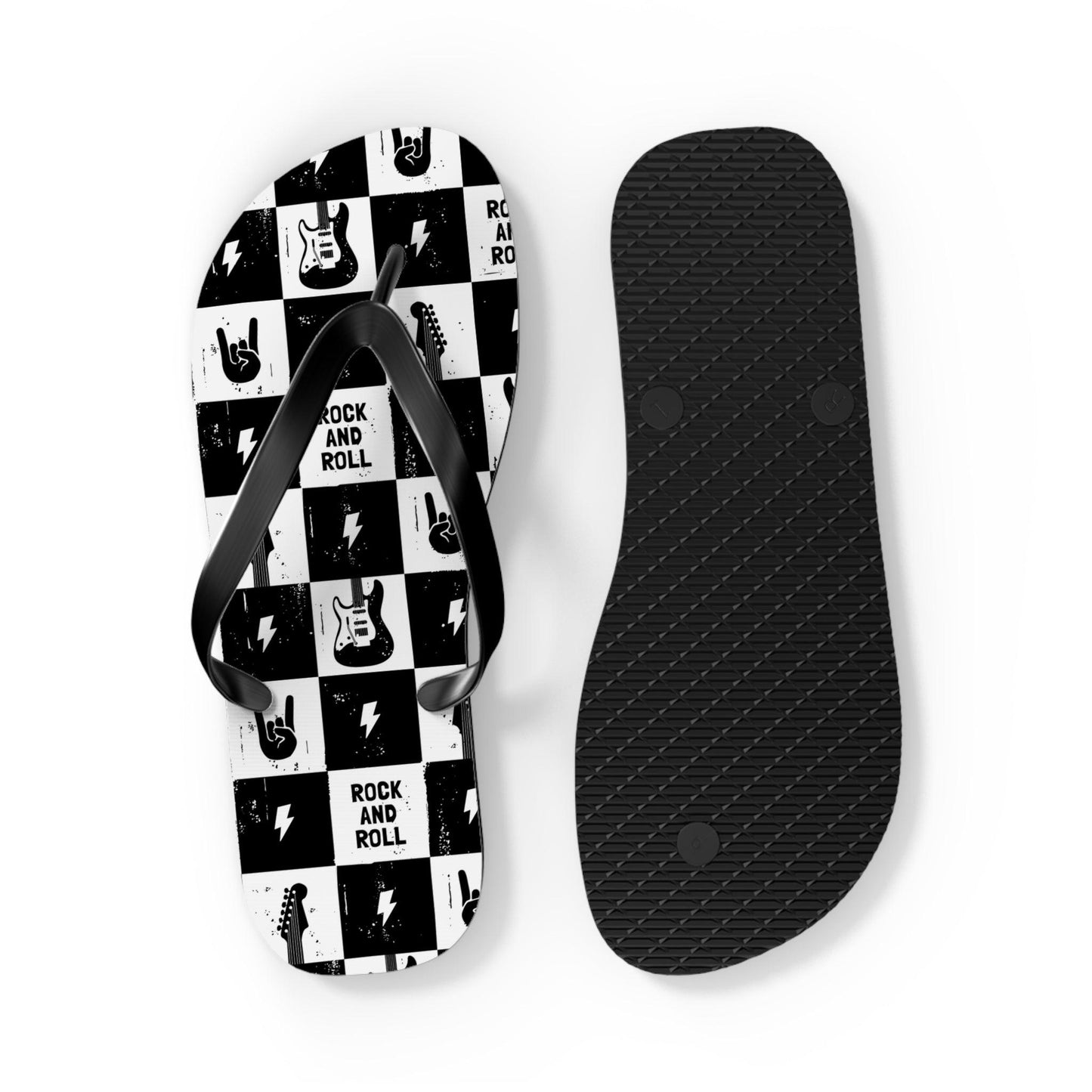 Rock And Roll Squares Flip Flops - Premium Shoes from Printify - Just $27.99! Shop now at Lizard Vigilante