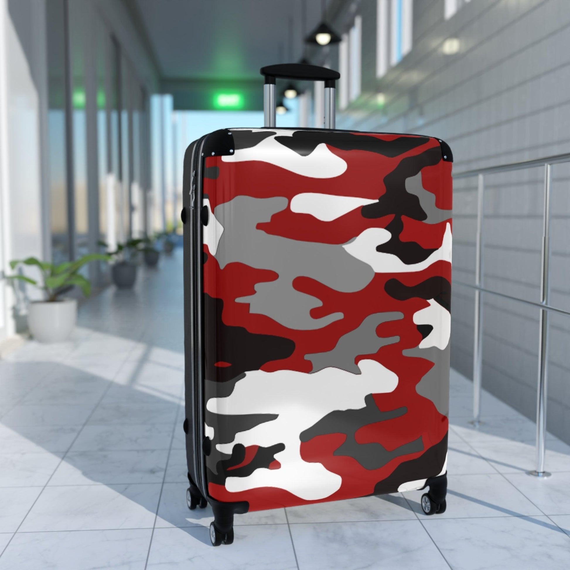 Red Black Grey White Camouflage Suitcase - Lizard Vigilante