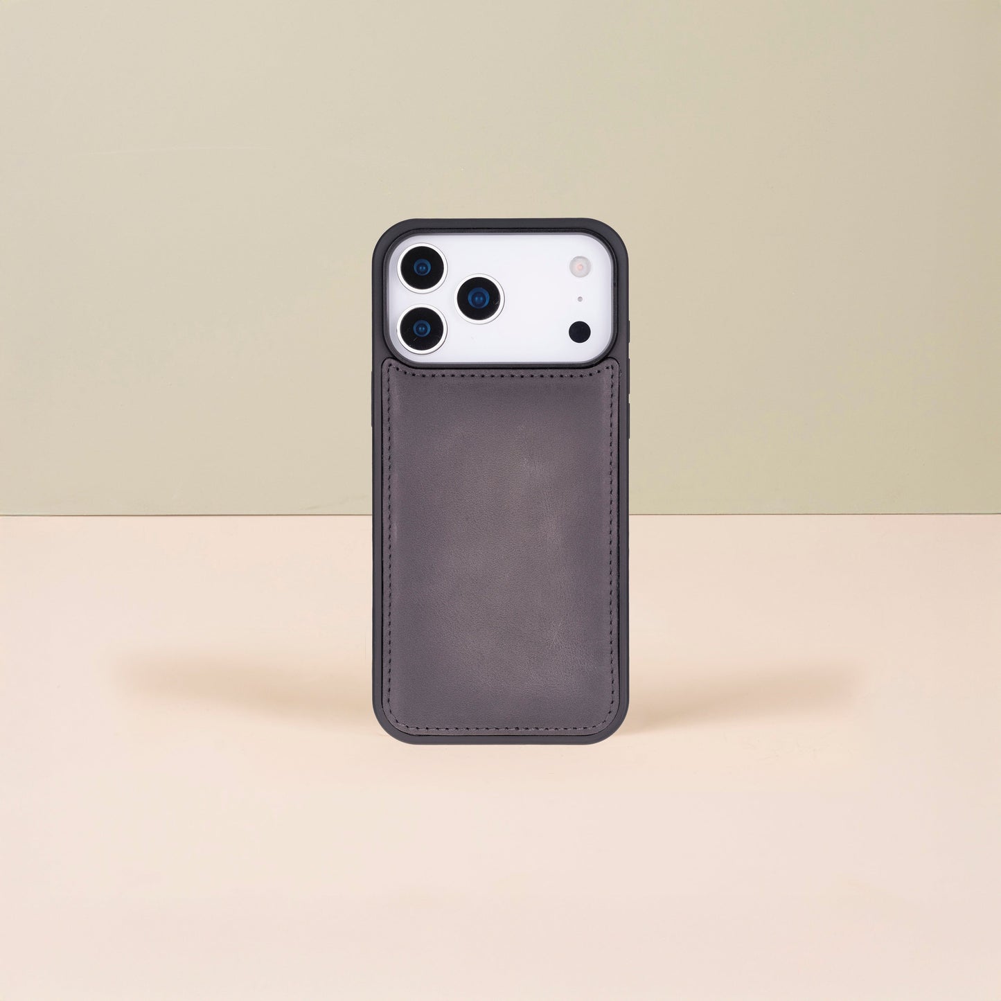 Leather iPhone 17 Pro Max Wallet Case – Gray - Austin