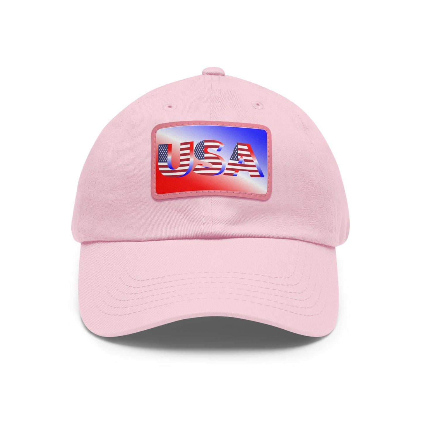 USA Red, White, and Blue Dad Hat with Leather Patch (Rectangle) - Lizard Vigilante