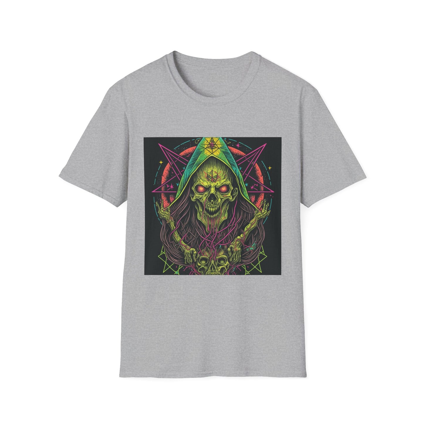 Hooded Skull T-Shirt — Neon Occult Graphic Tee