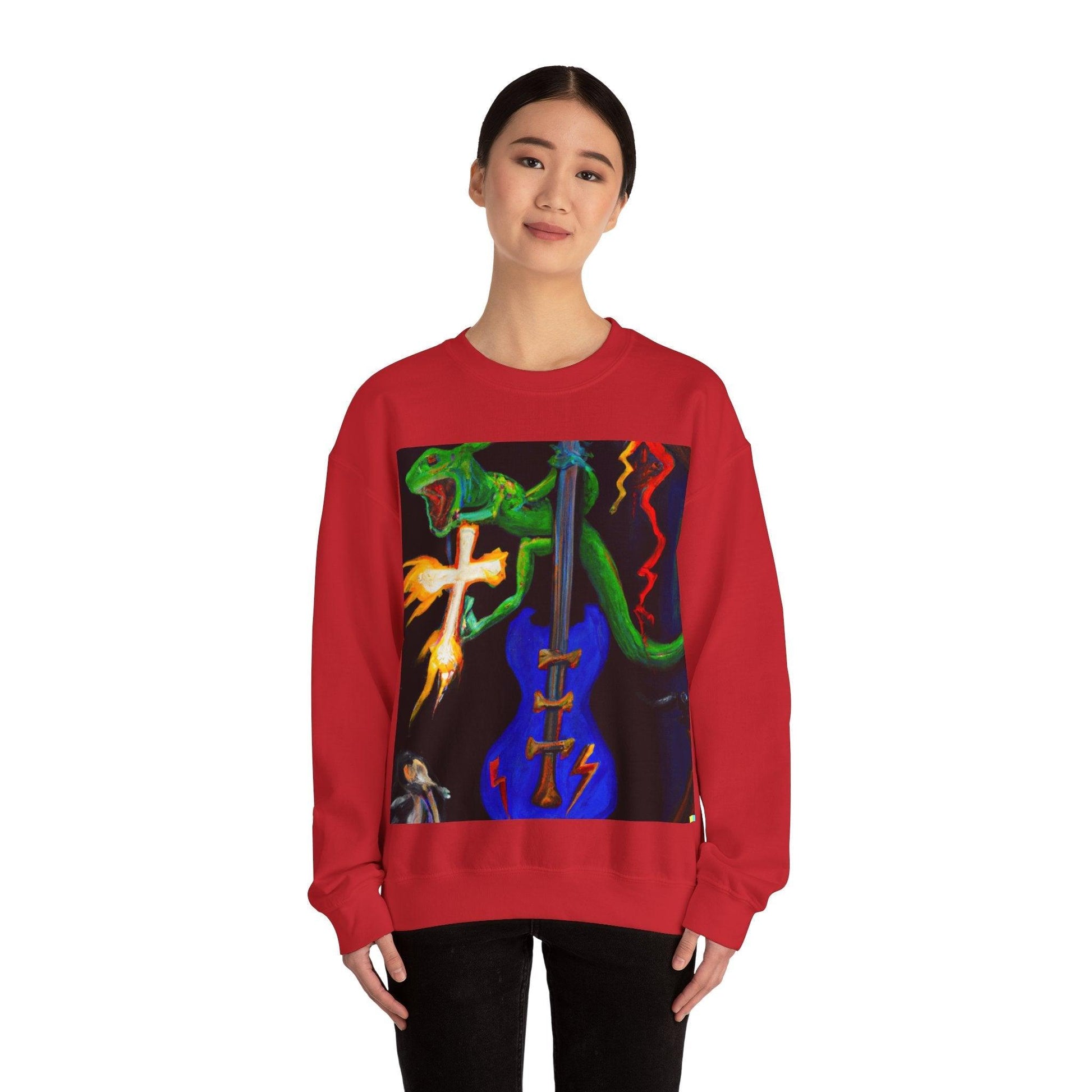 Lizard Vigilante Lightning Cross Unisex Heavy Blend™ Crewneck Sweatshirt - Lizard Vigilante