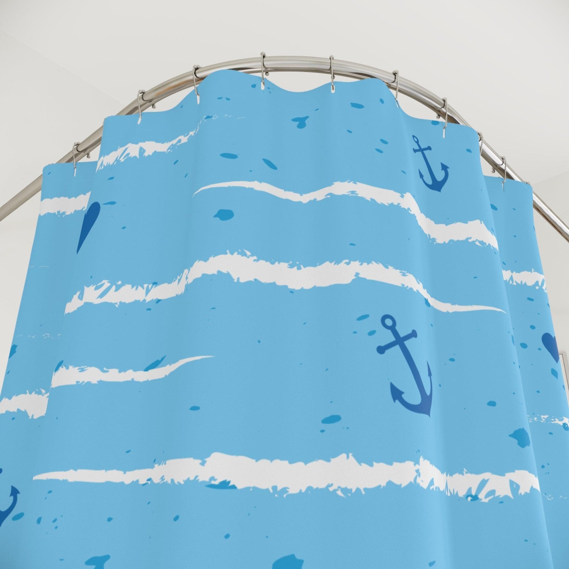 Sailing Hearts Pattern Polyester Shower Curtain - Lizard Vigilante