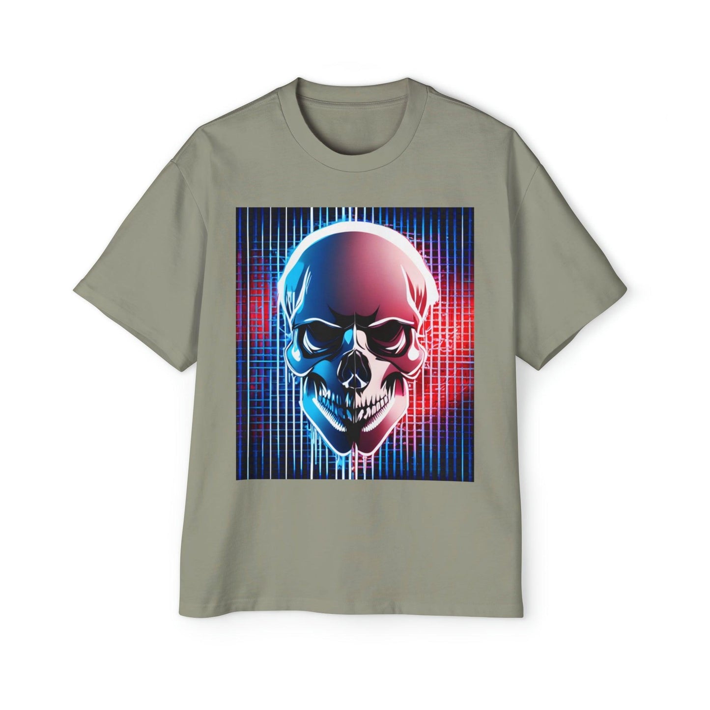 Grid Skull Men's Heavy Oversized Tee - Lizard Vigilante