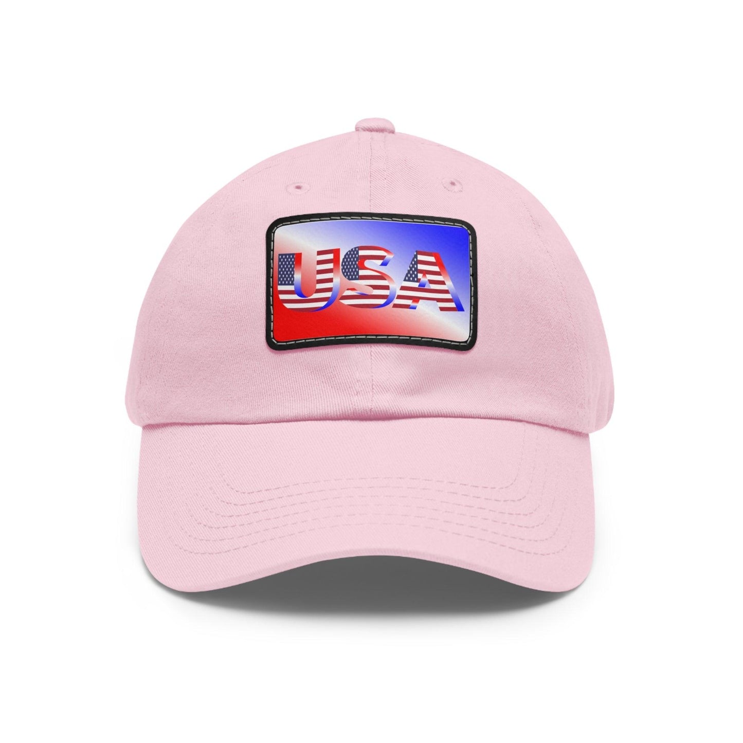 USA Red, White, and Blue Dad Hat with Leather Patch (Rectangle) - Lizard Vigilante