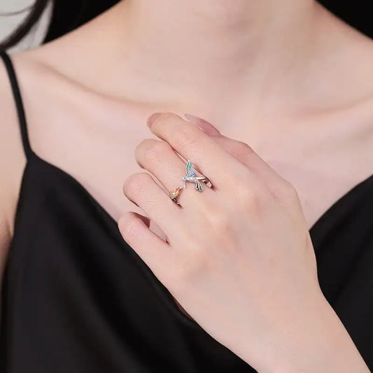 Adjustable Hummingbird Ring Female Fashion Simple