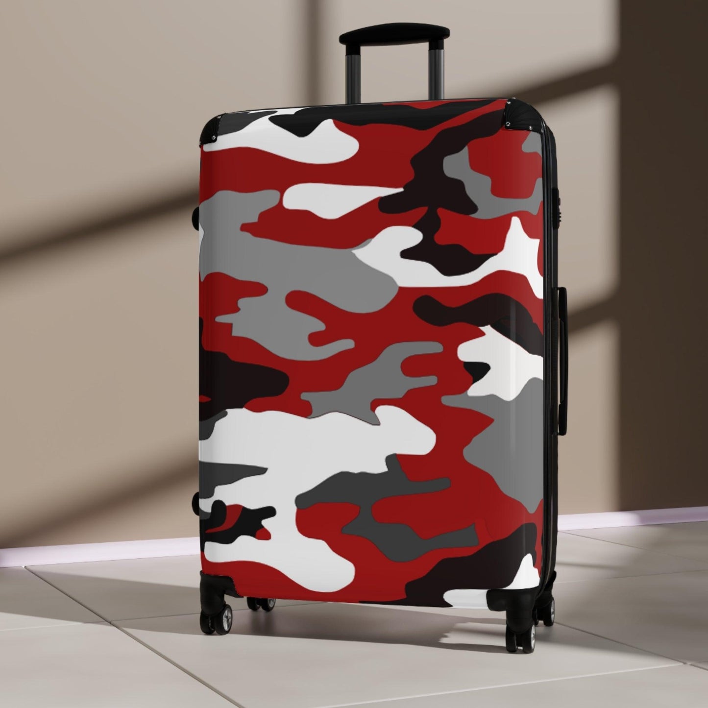 Red Black Grey White Camouflage Suitcase - Lizard Vigilante