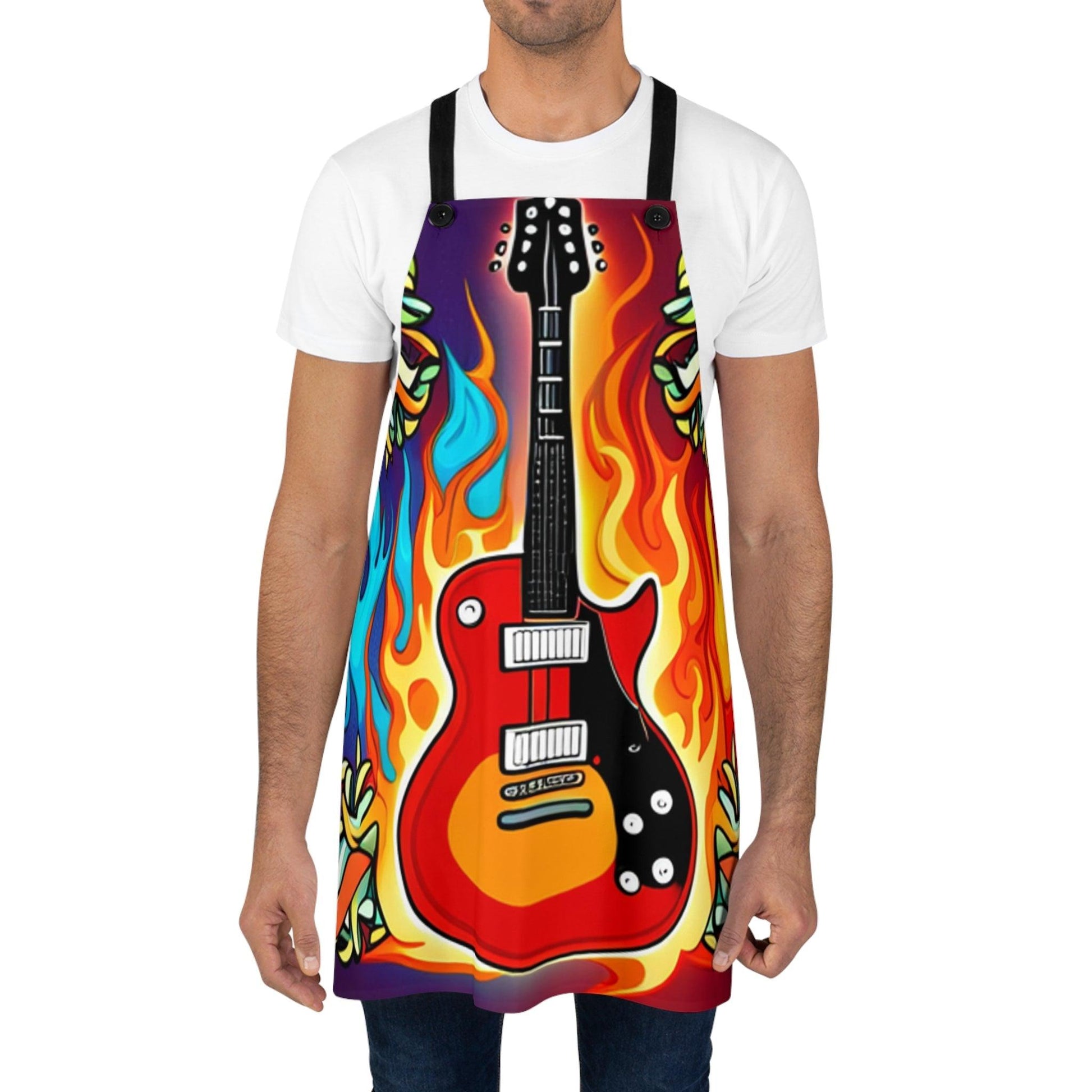 Flaming Electric Guitar Apron (AOP) - Lizard Vigilante