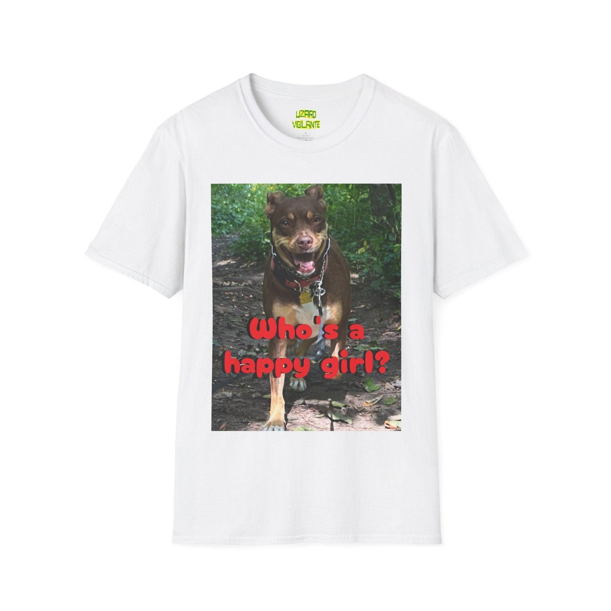 Who's A Happy Girl? Doggie Unisex Softstyle "Primo Rocks IV" T-Shirt - Lizard Vigilante