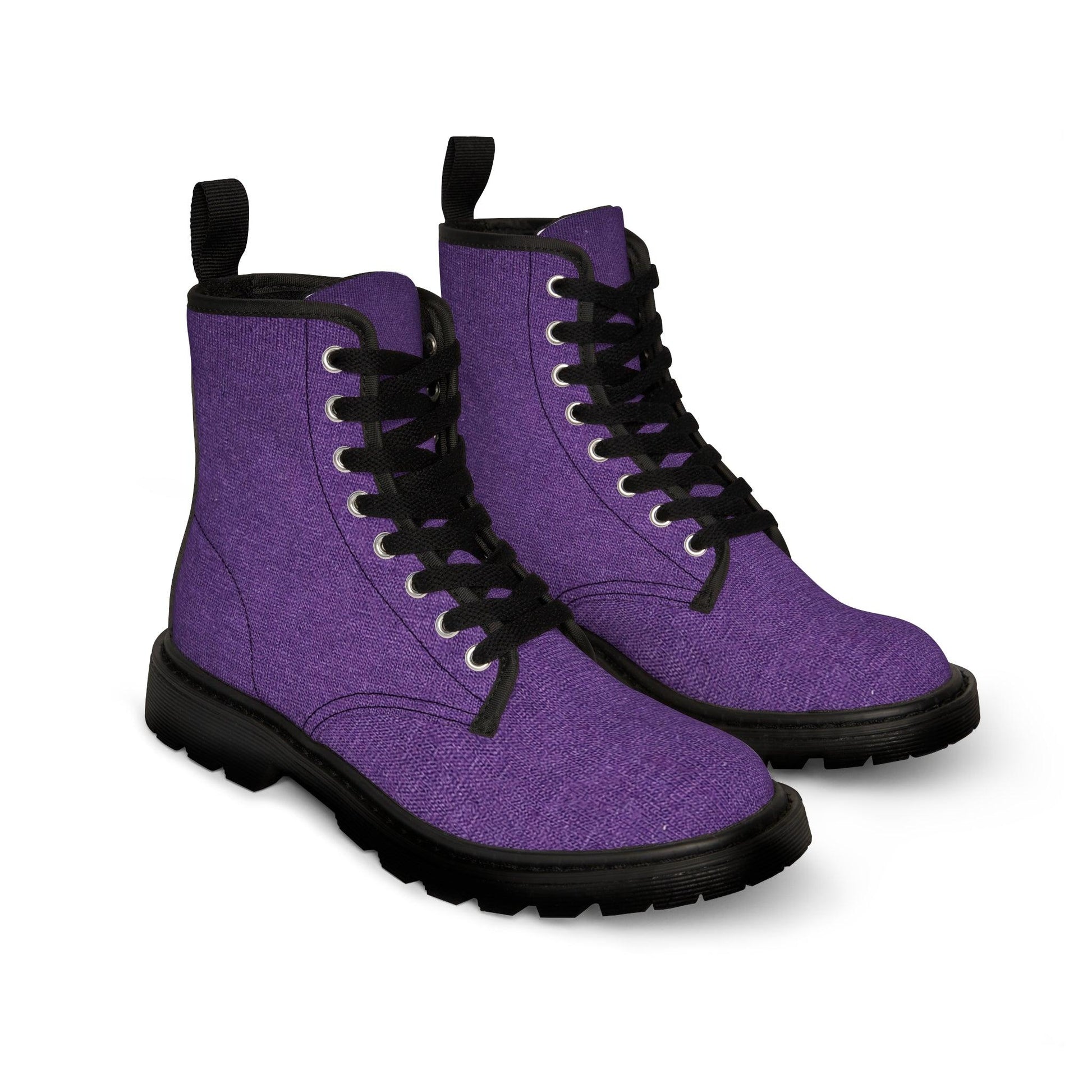 Faux Purple Silk Women's Canvas Boots - Lizard Vigilante