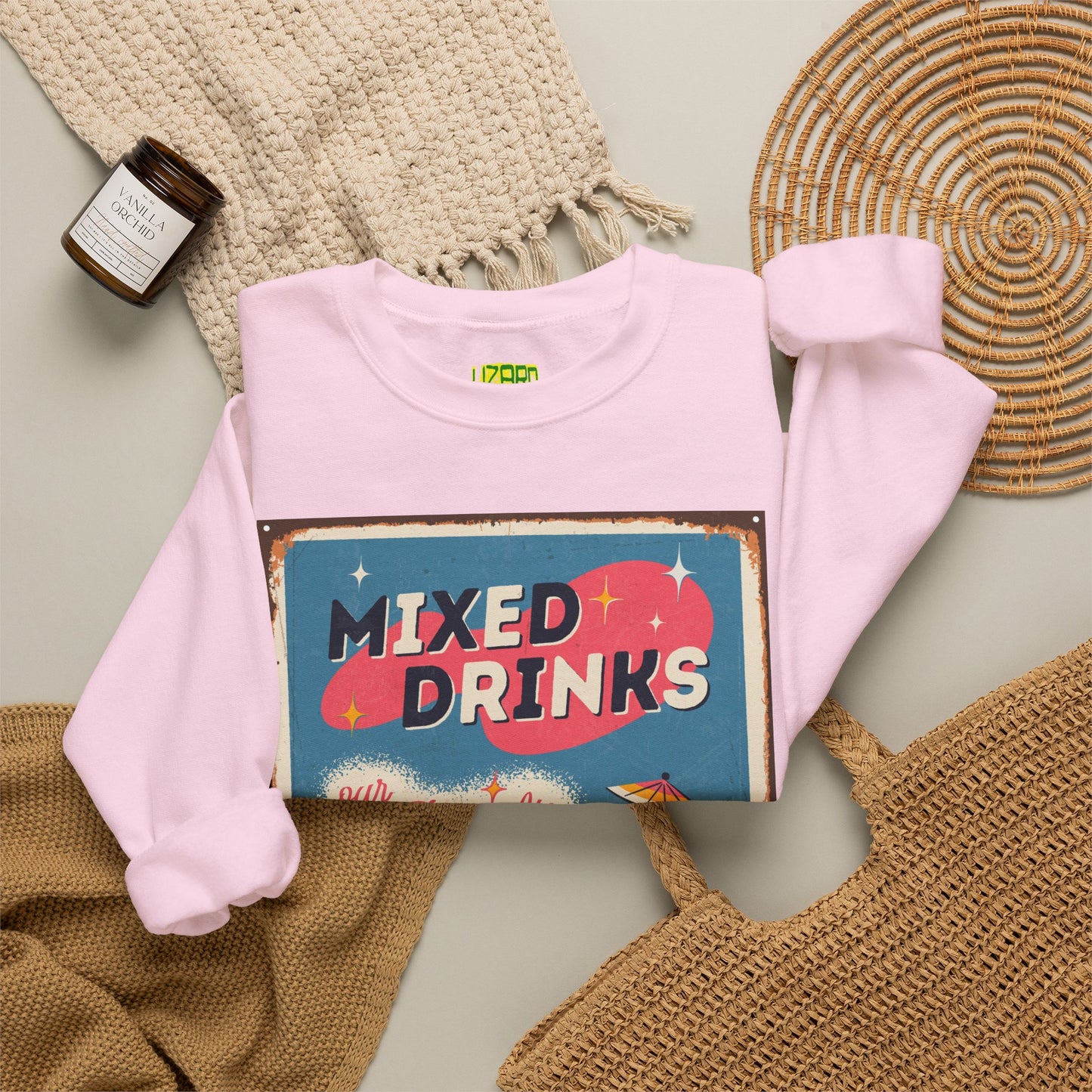 Mixed Drinks Crewneck Sweatshirt — Retro Cocktail Graphic Pullover