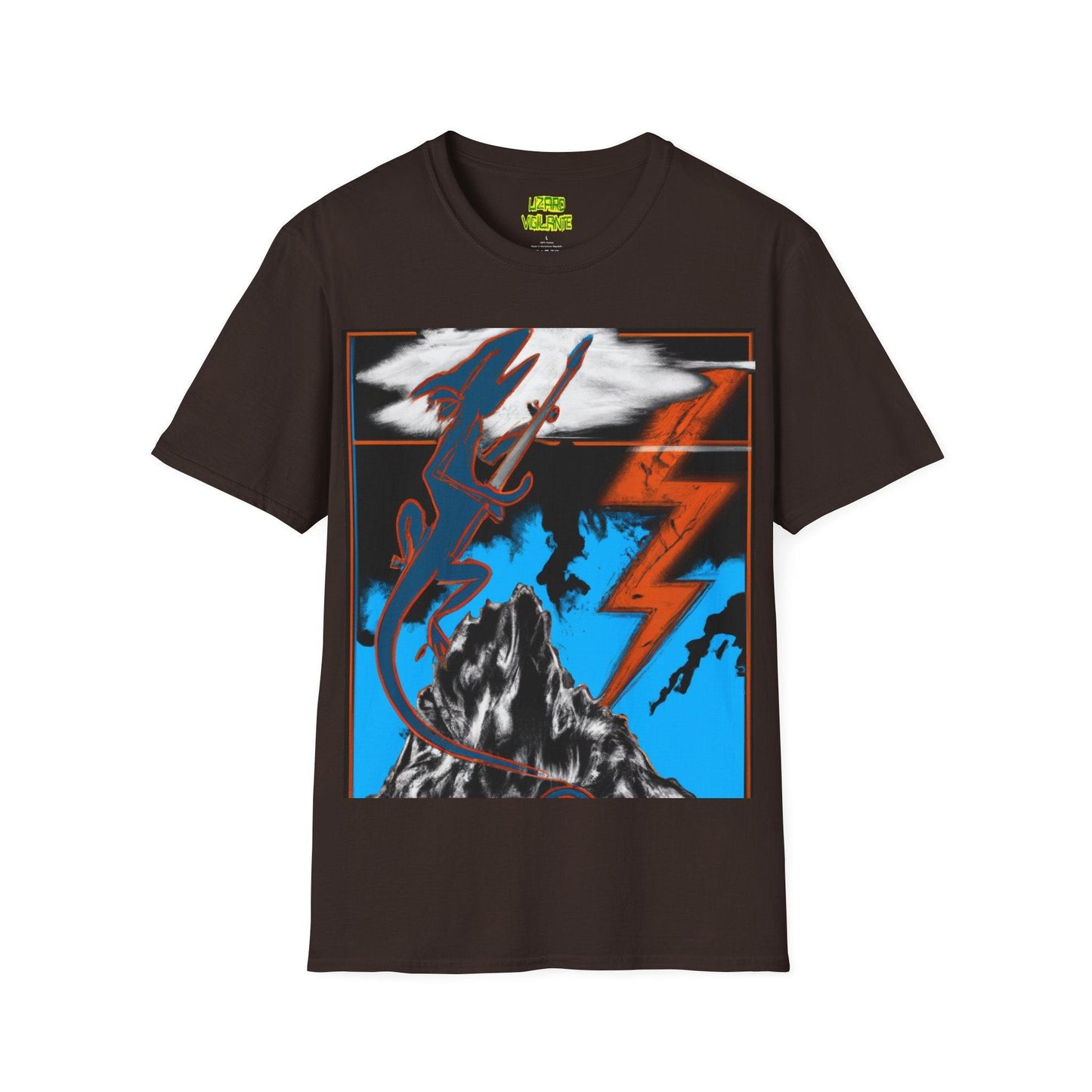 Lizard Vigilante on the Mountain Unisex Softstyle T-Shirt - Lizard Vigilante