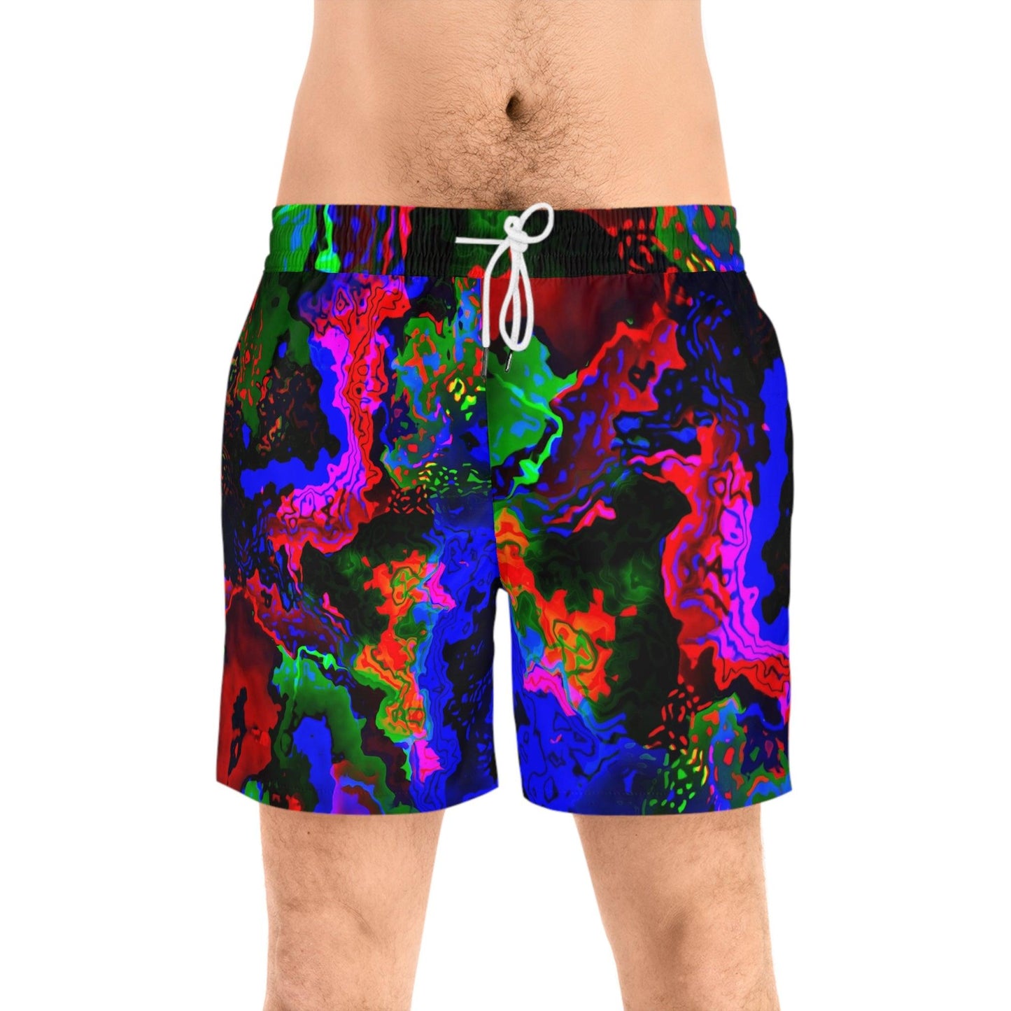 Rainbow in the Darkness Men's Mid-Length Swim Shorts - Lizard Vigilante