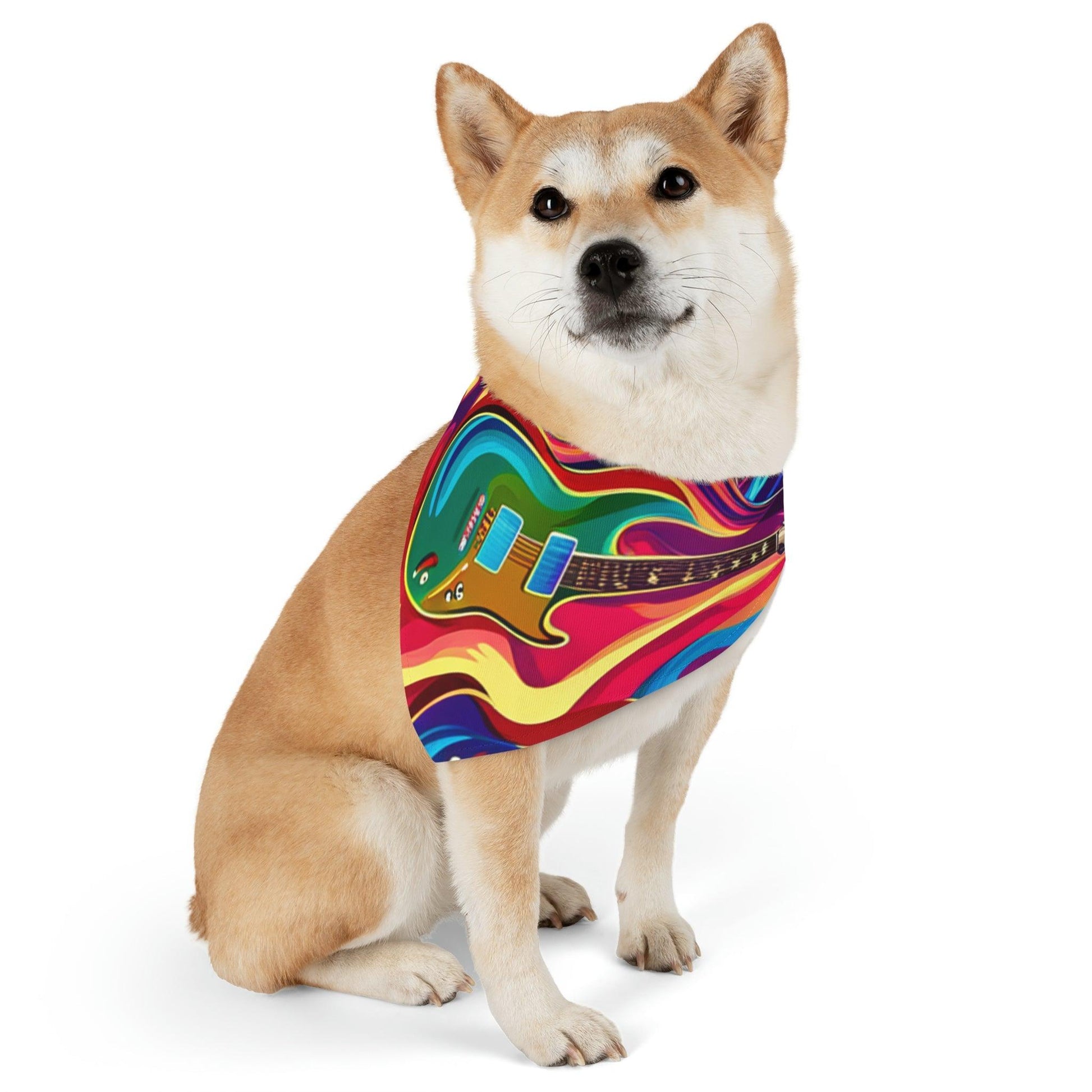 Psychedelic Electric Guitar Pet Bandana Collar - Lizard Vigilante