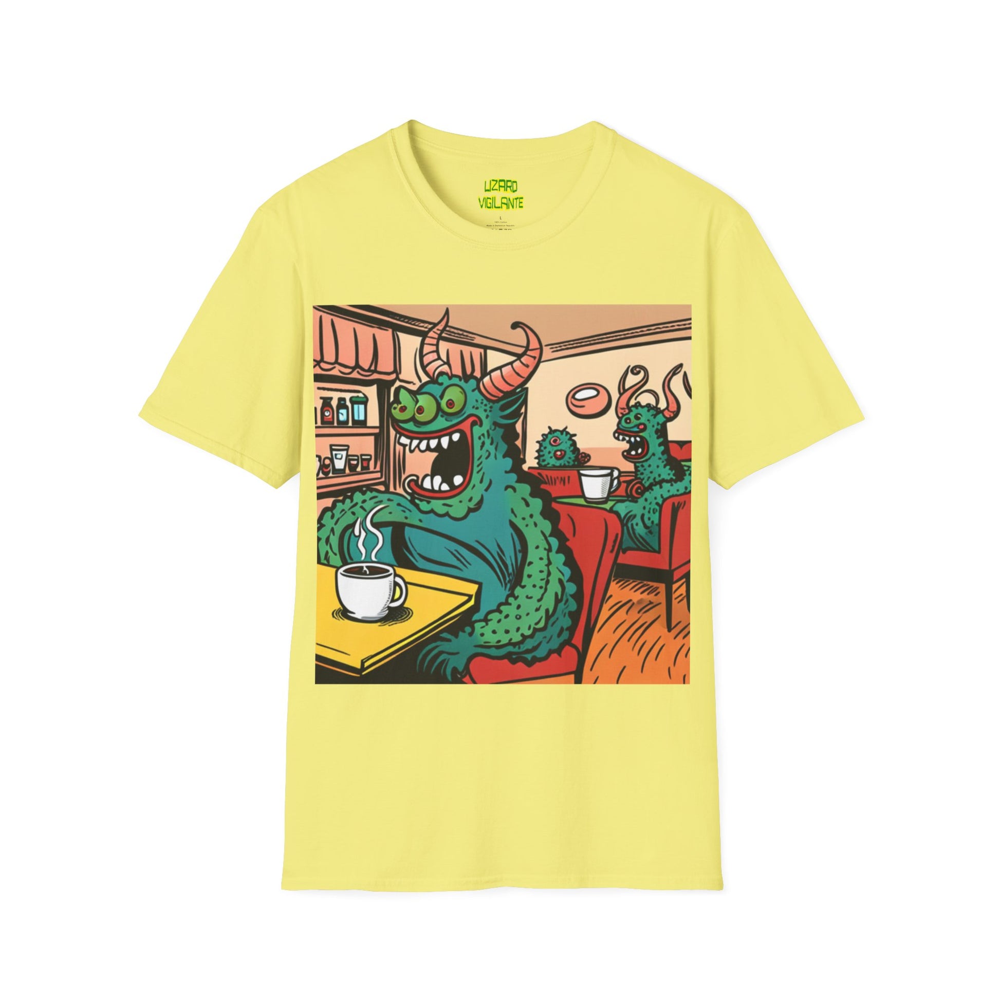 Lizard Vigilante Premium Coffee Monsters Unisex Softstyle T-Shirt - Lizard Vigilante