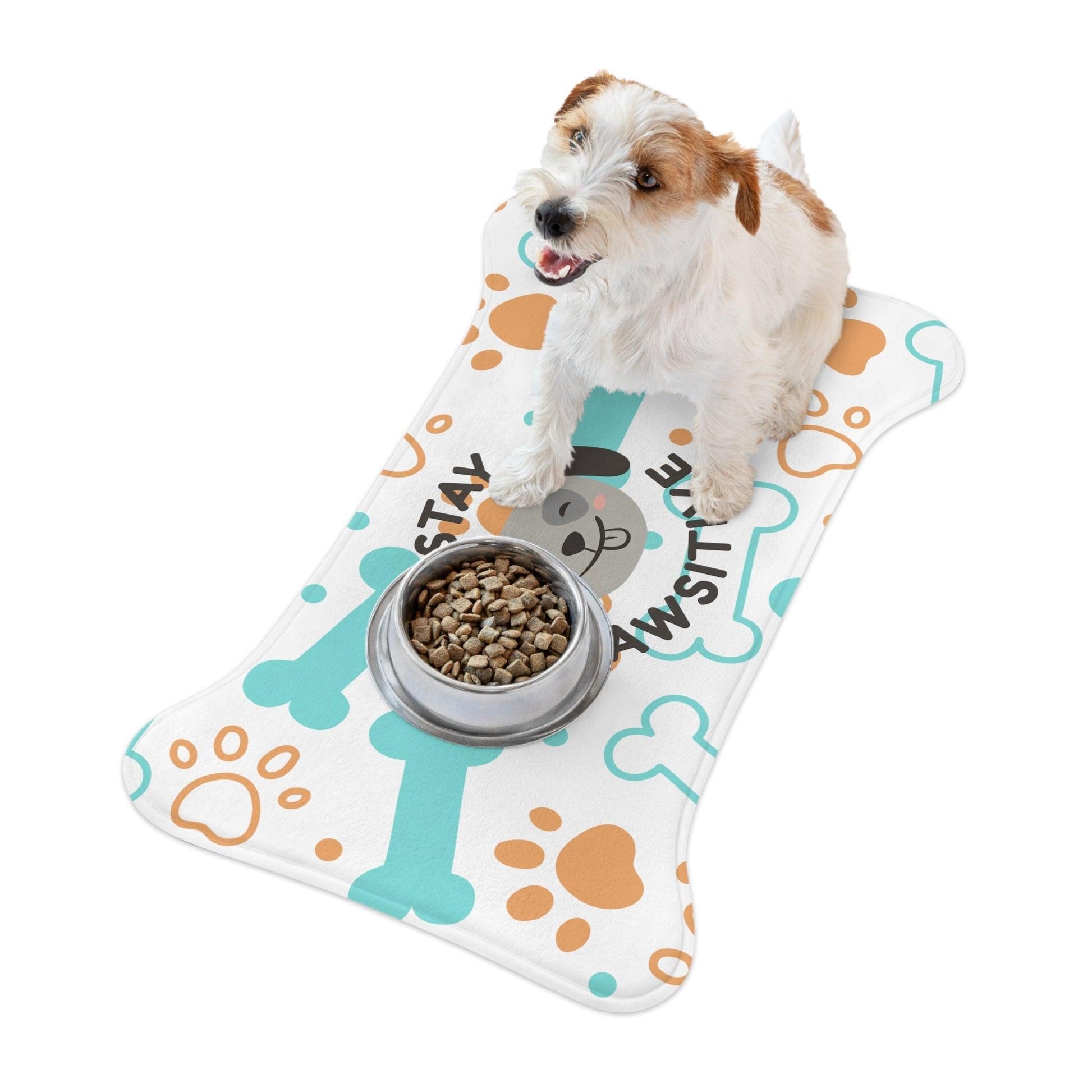 Stay Pawsitive Pet Feeding Mats with Bones & Paw Prints - Lizard Vigilante