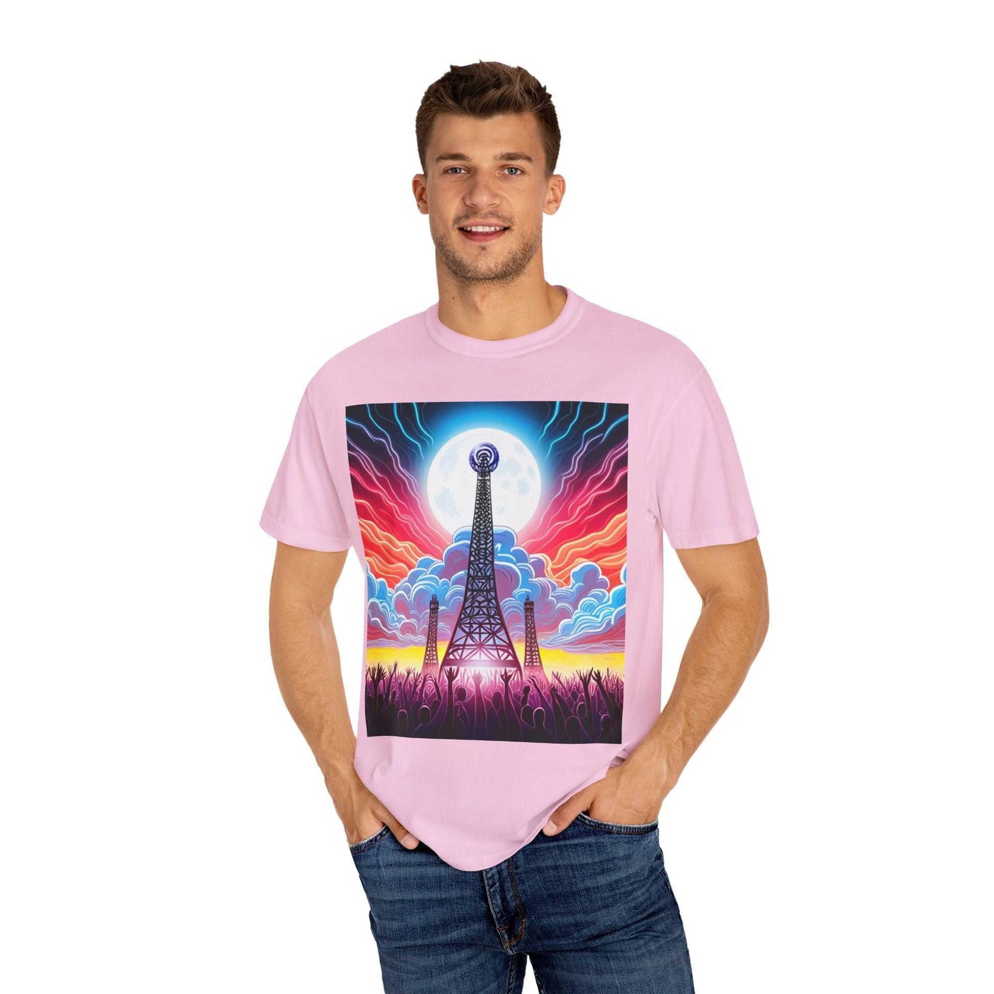 Eiffel CellTower Unisex Garment-Dyed T-shirt - Lizard Vigilante