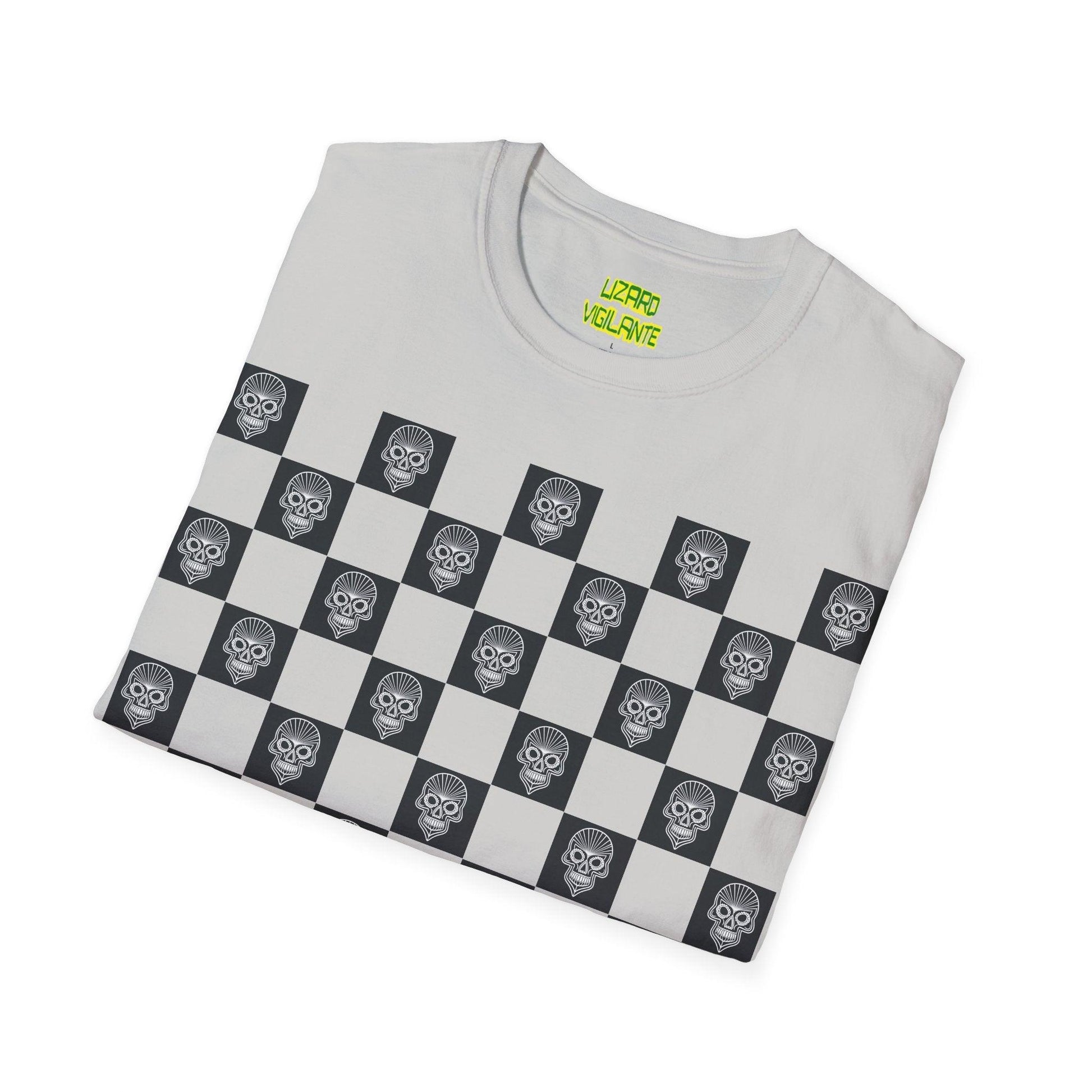 Checkerboard Skull Unisex Softstyle T-Shirt - Lizard Vigilante