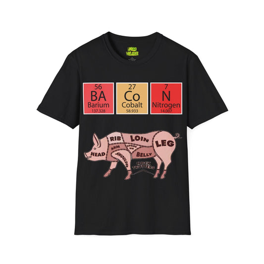 Funny BACON Pig Anatomy Unisex Softstyle T-Shirt - Lizard Vigilante