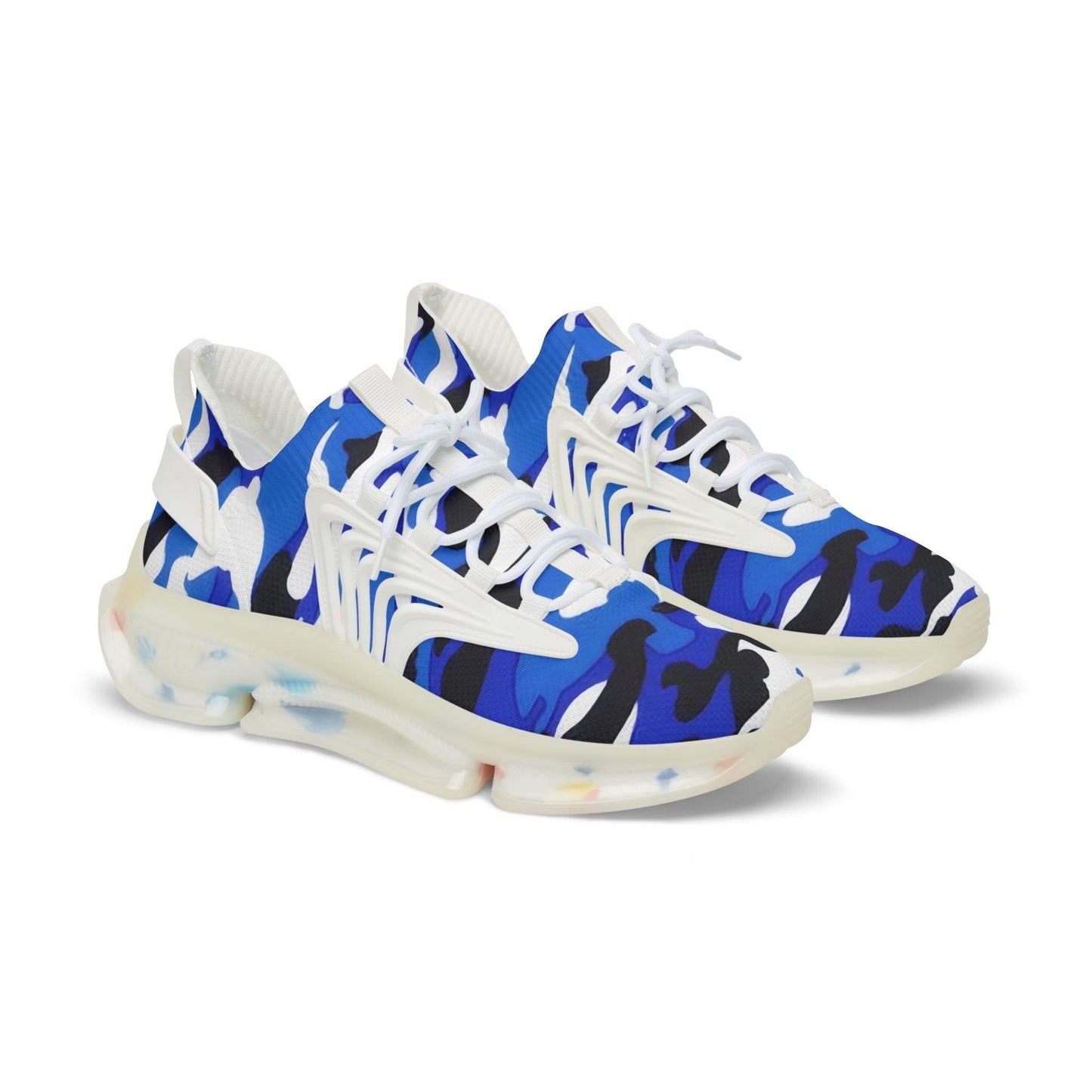 Blue, Grey, Black, White Camouflage Men's Mesh Sneakers - Lizard Vigilante