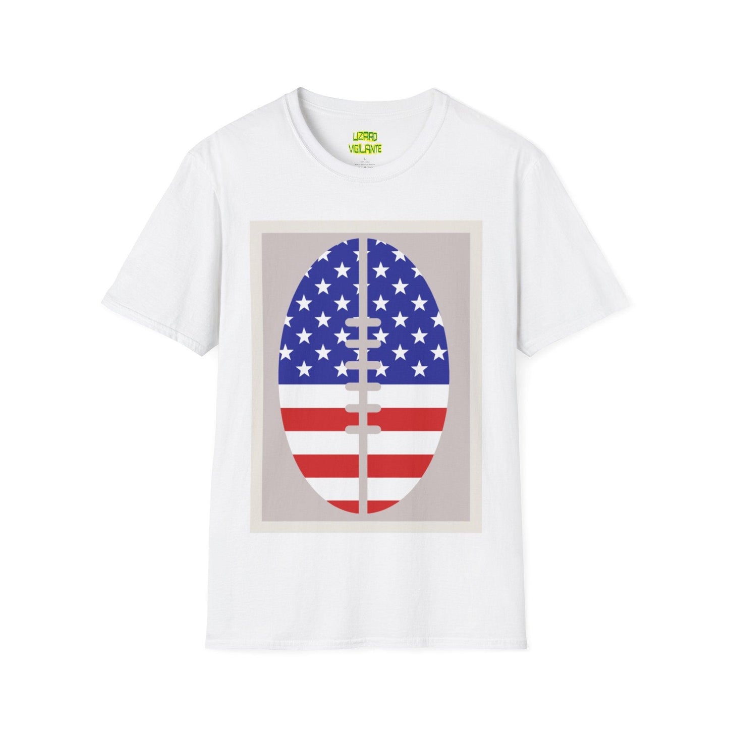 Patriotic American Football Unisex Softstyle T-Shirt - Lizard Vigilante