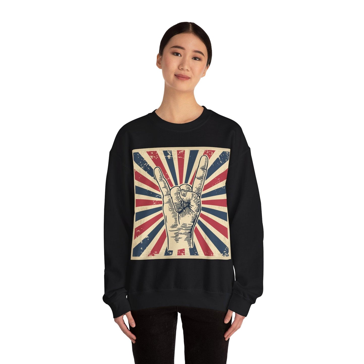 Patriotic Rock On Unisex Heavy Blend™ Crewneck Sweatshirt - Lizard Vigilante